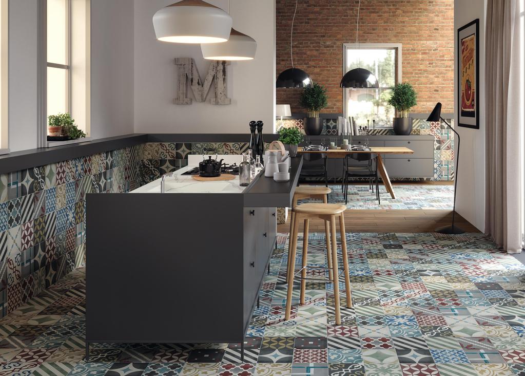 Piastrelle grande formato Cucina Effetto cementine Rosso
