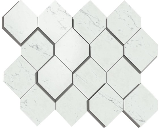 AtlasConcorde MarvelStone CarraraPure MosaicoEsagono3D 28.2x35.3 AS4A R