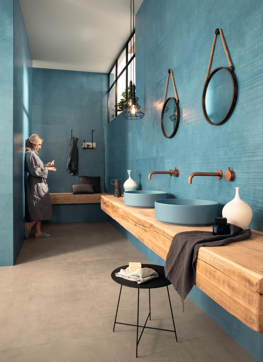 Pavimento e Rivestimento Bagno Effetto cemento Blu