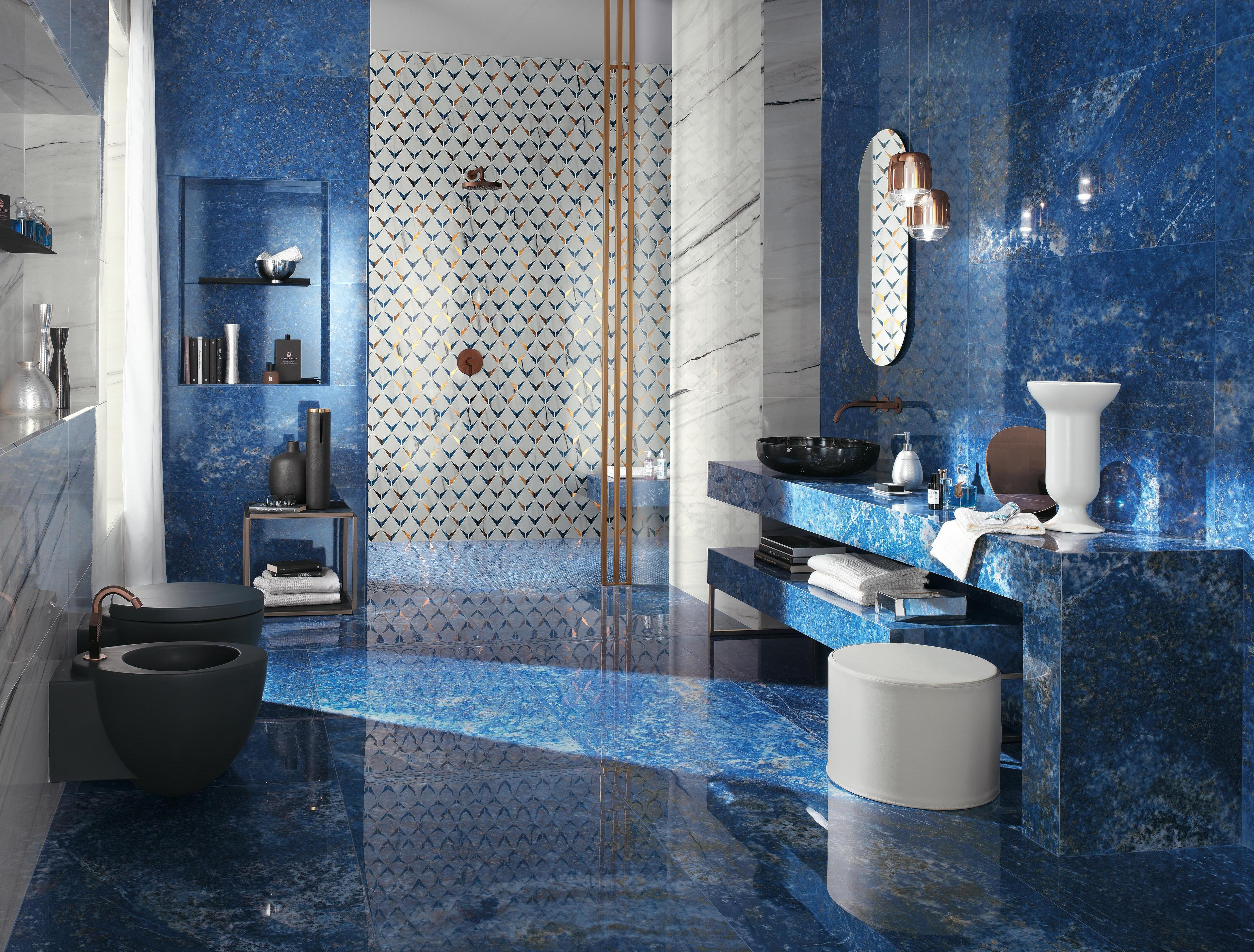 Pavimento e Rivestimento Bagno Effetto marmo Blu