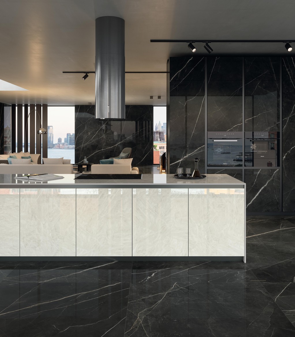 Piastrelle grande formato Cucina Effetto marmo Bianco