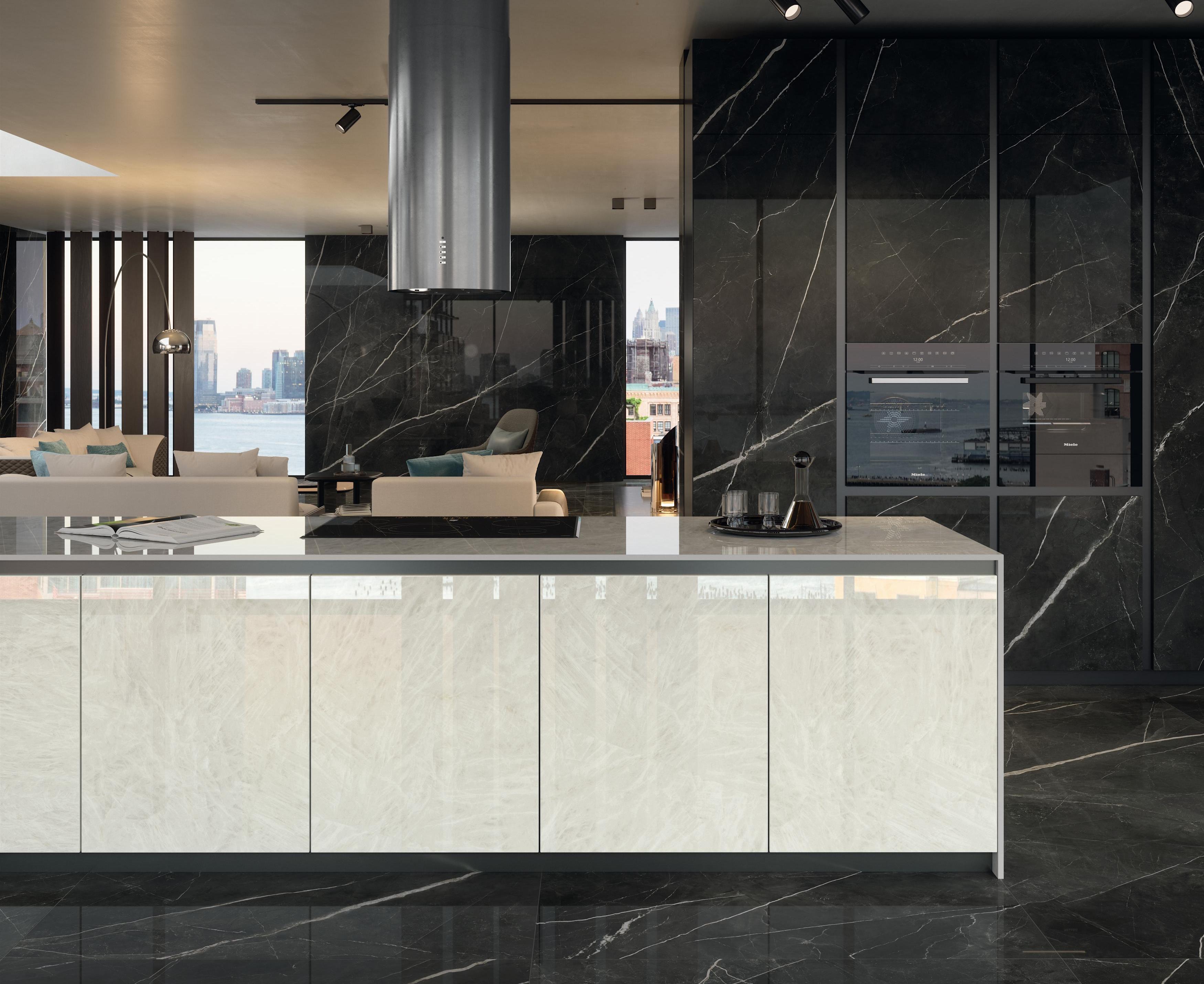 Piastrelle grande formato Cucina Effetto marmo Bianco