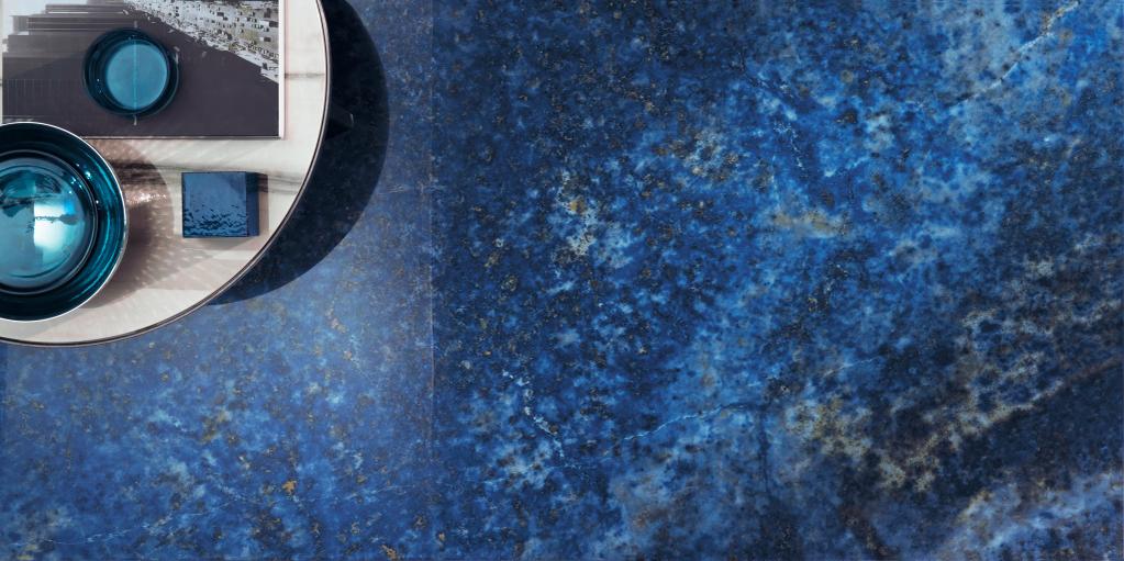 Pavimento in Gres Porcellanato Bagno Effetto marmo Blu