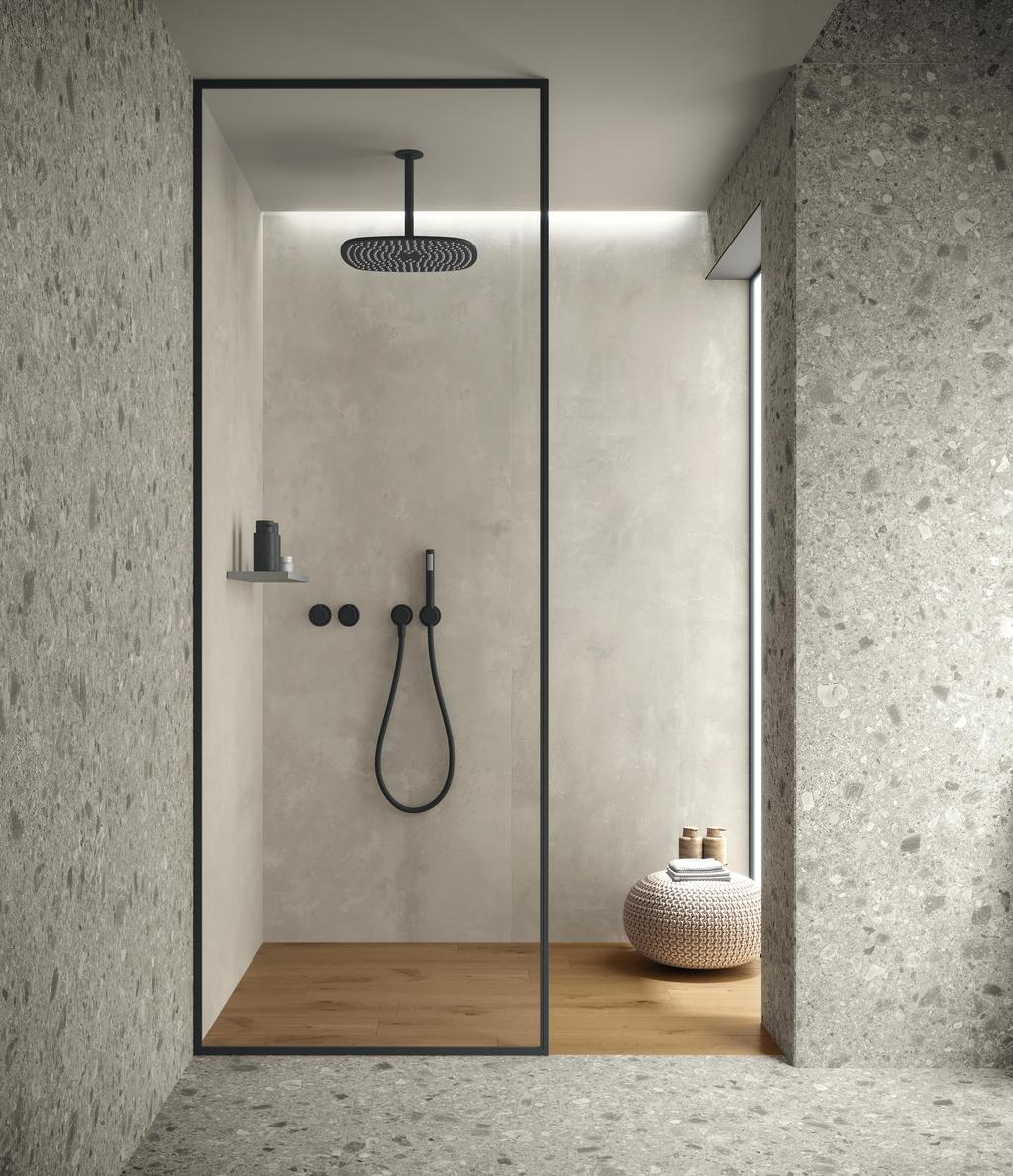 Piastrelle grande formato Bagno Effetto pietra Grigio