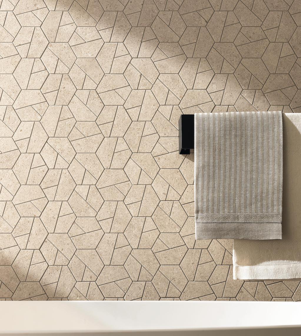 Mosaico Bagno Effetto pietra Beige