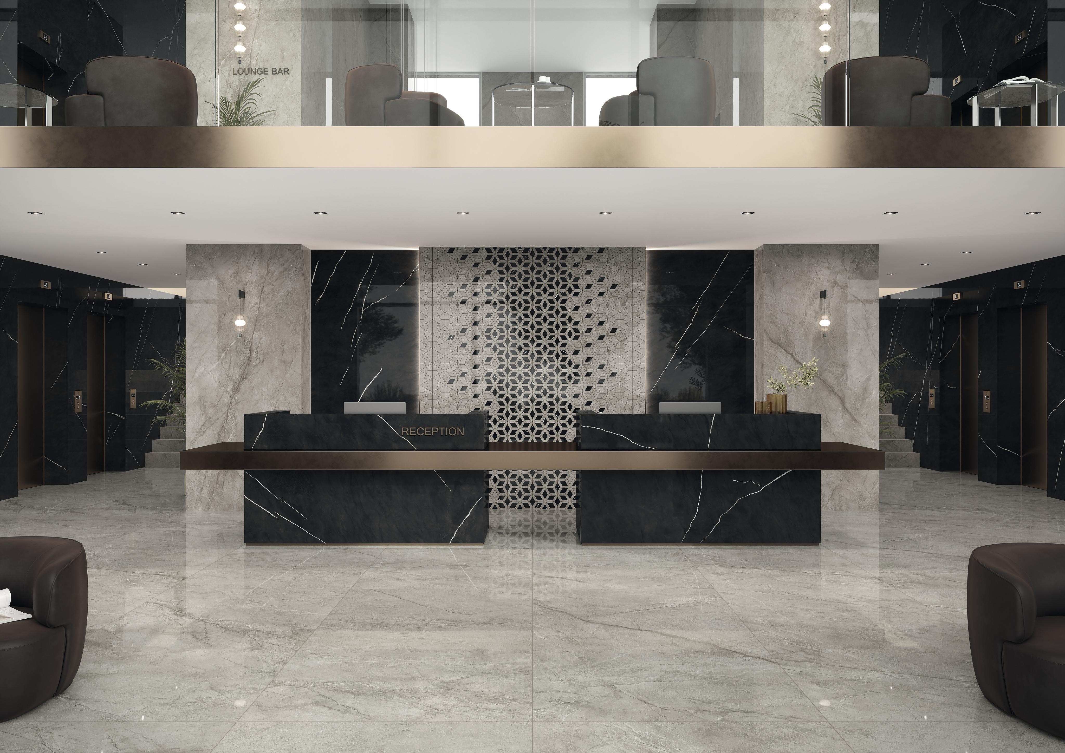 Piastrelle grande formato Hotel Effetto marmo Grigio