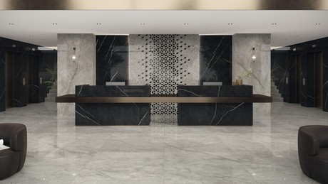 Piastrelle grande formato Hotel Effetto marmo Grigio