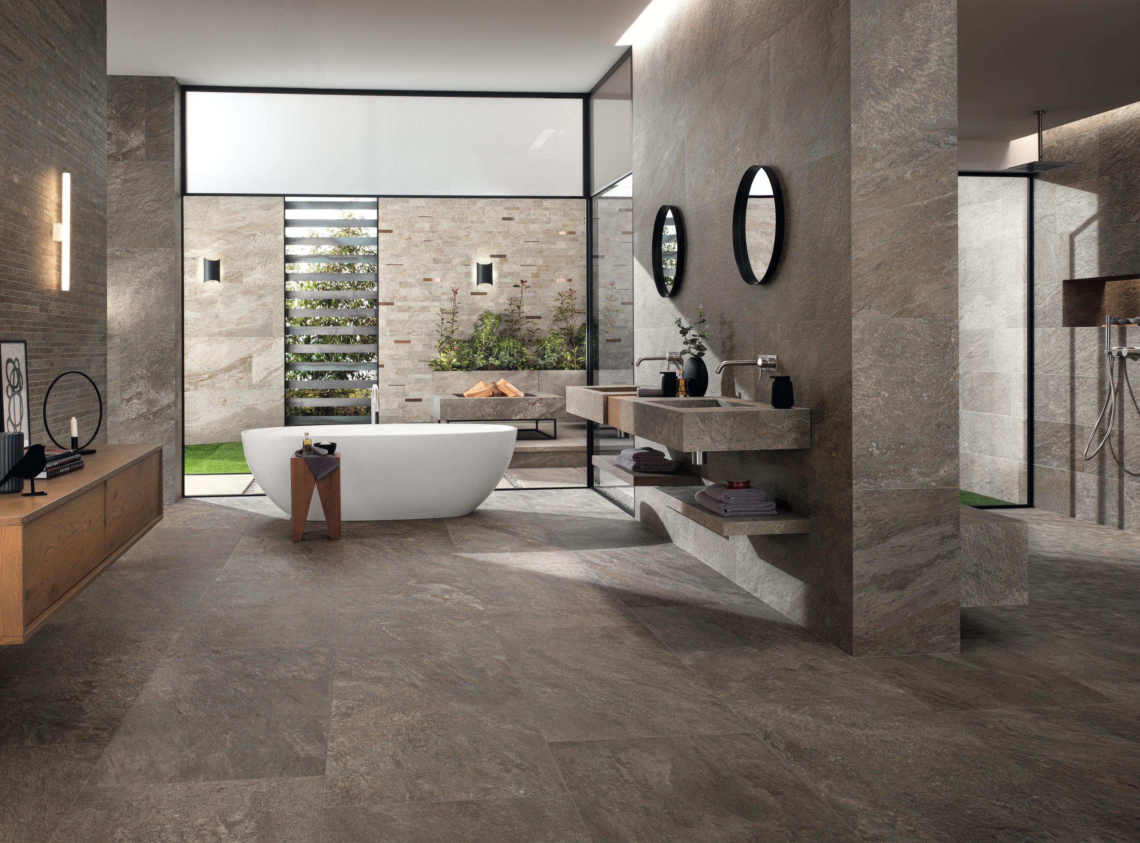 Pavimento e Rivestimento Bagno Effetto pietra Grigio