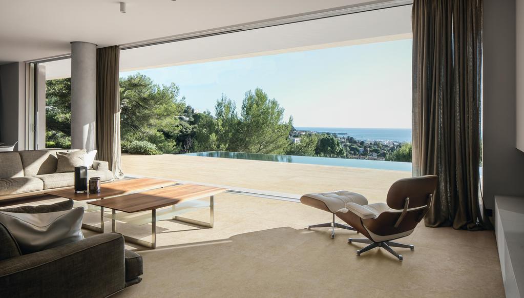 Piastrelle grande formato Soggiorno Effetto travertino Beige