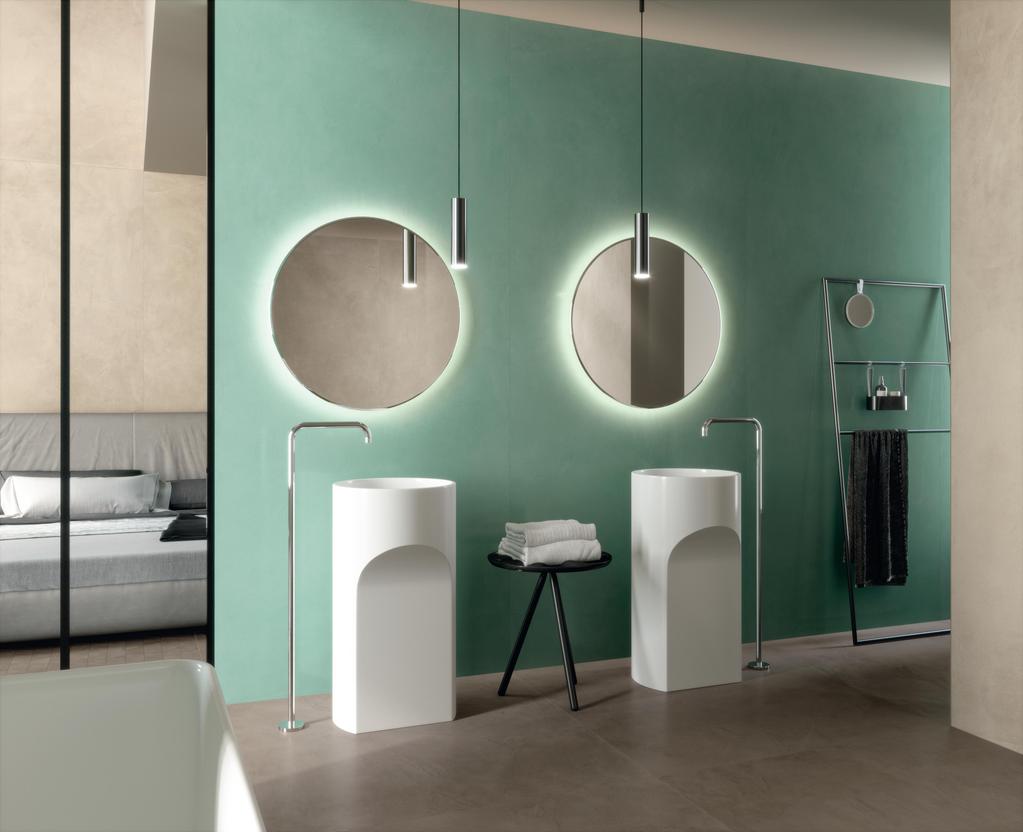 Piastrelle grande formato Bagno Effetto resina Verde