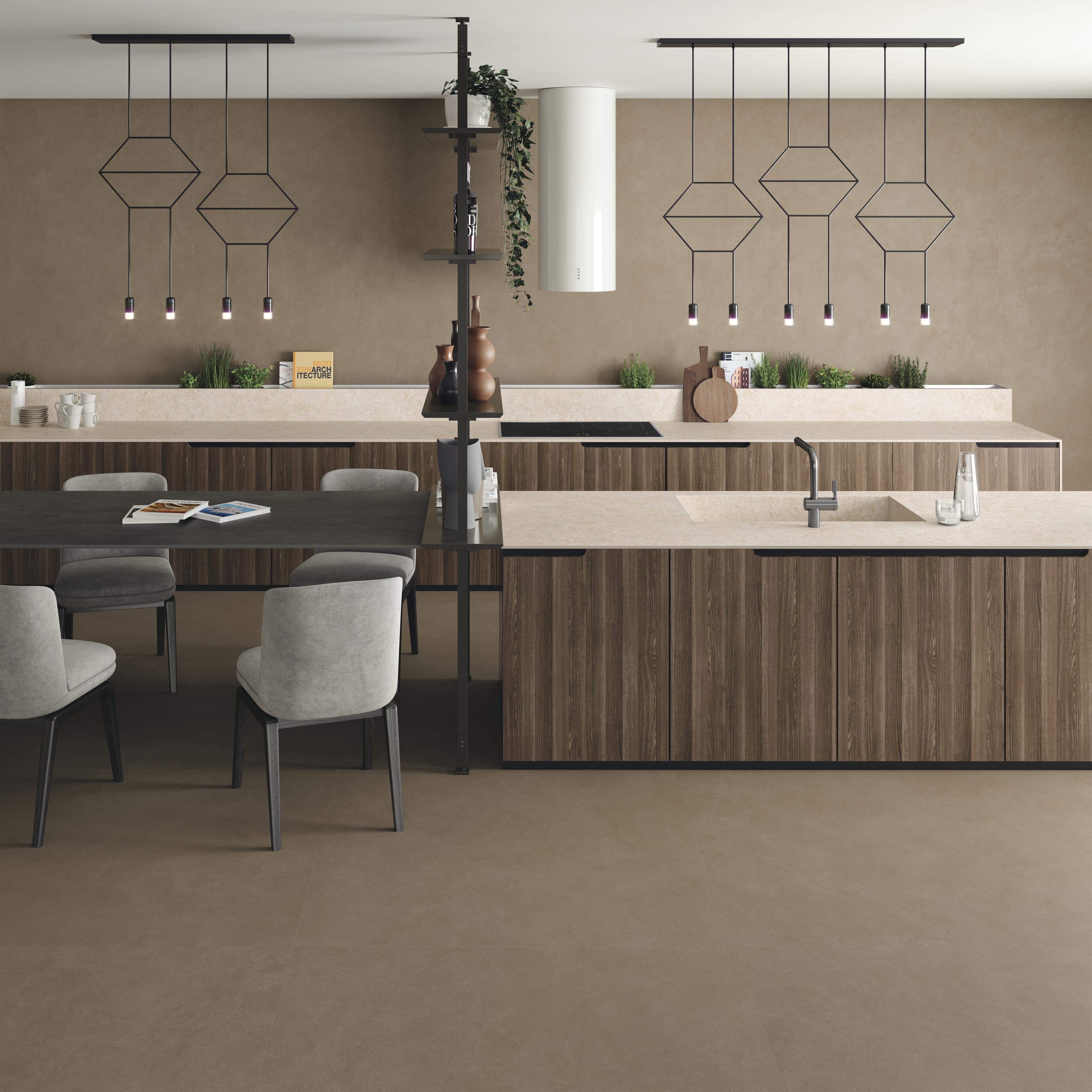 Piastrelle grande formato Cucina Effetto pietra Bianco