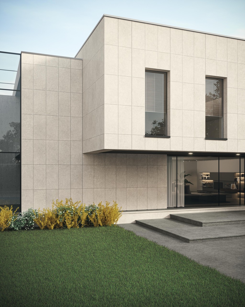 Piastrelle per esterno grande formato Effetto pietra Bianco