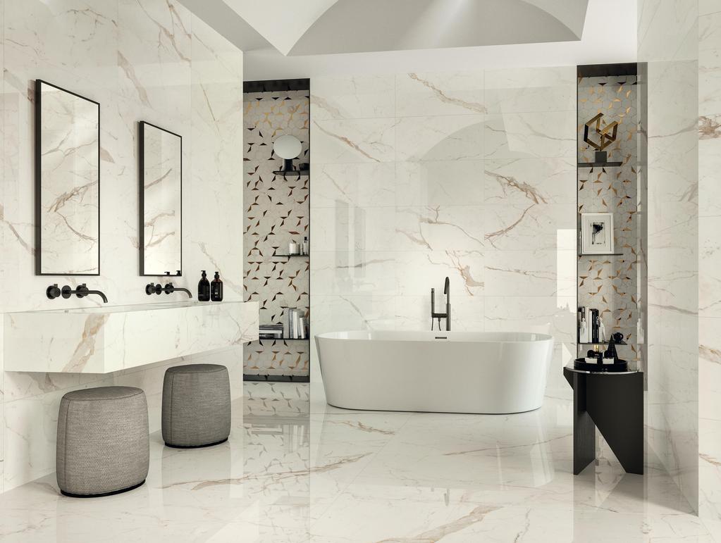 Pavimento e Rivestimento Bagno Effetto marmo Bianco