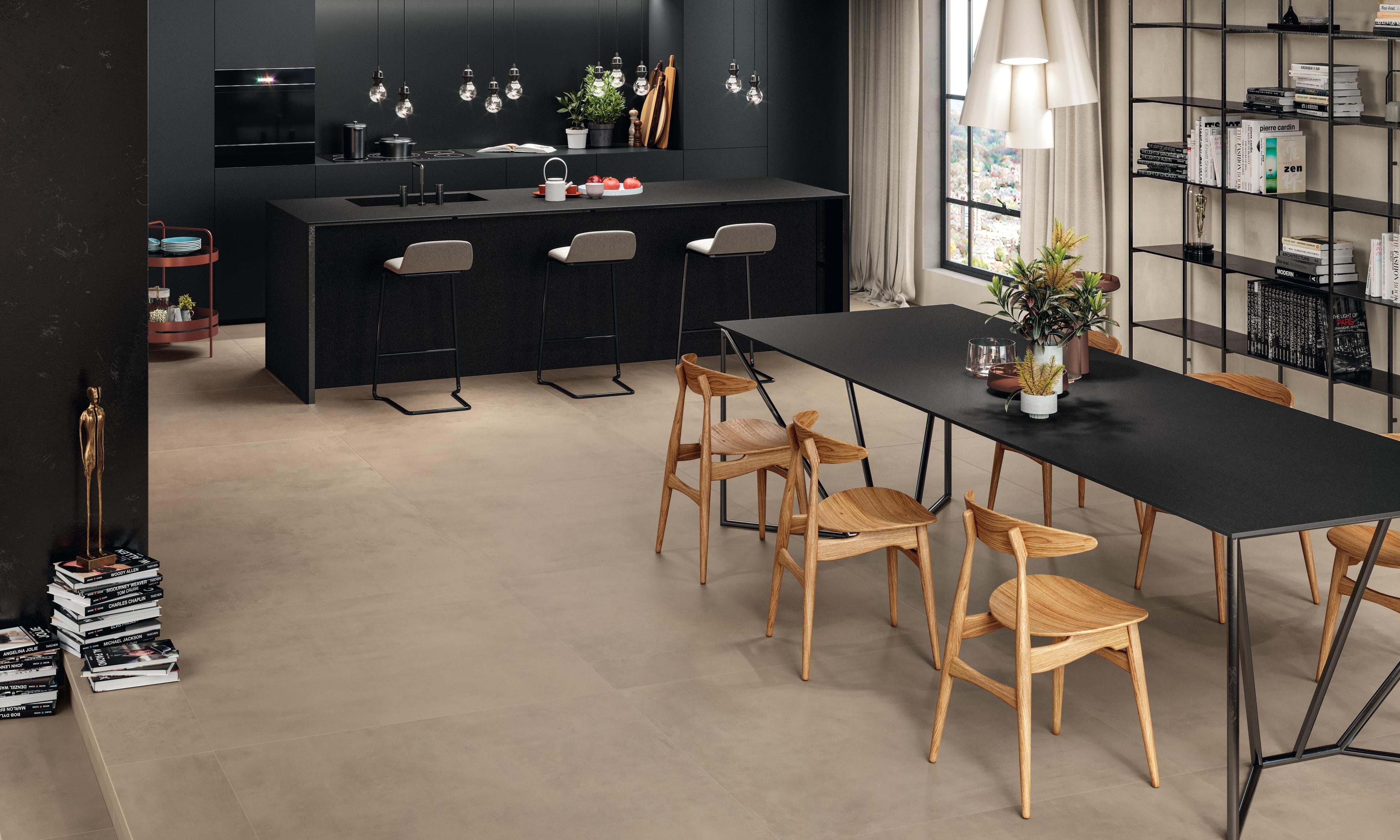 Piastrelle grande formato Soggiorno Effetto cemento Beige