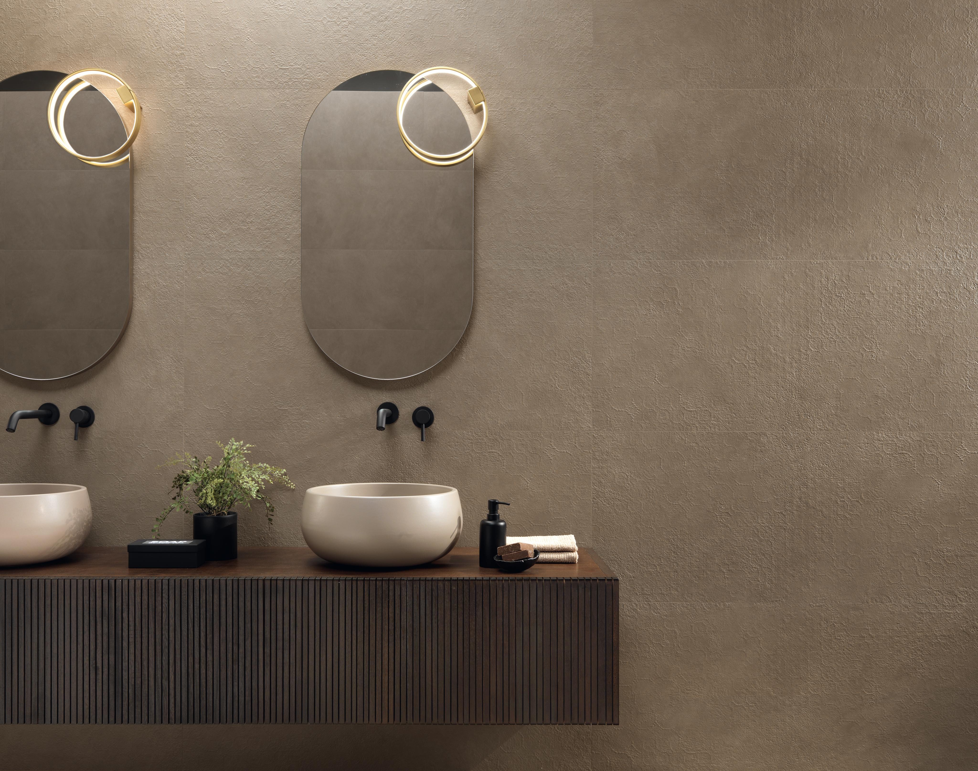 Rivestimento 3D Bagno Effetto terra cruda Beige