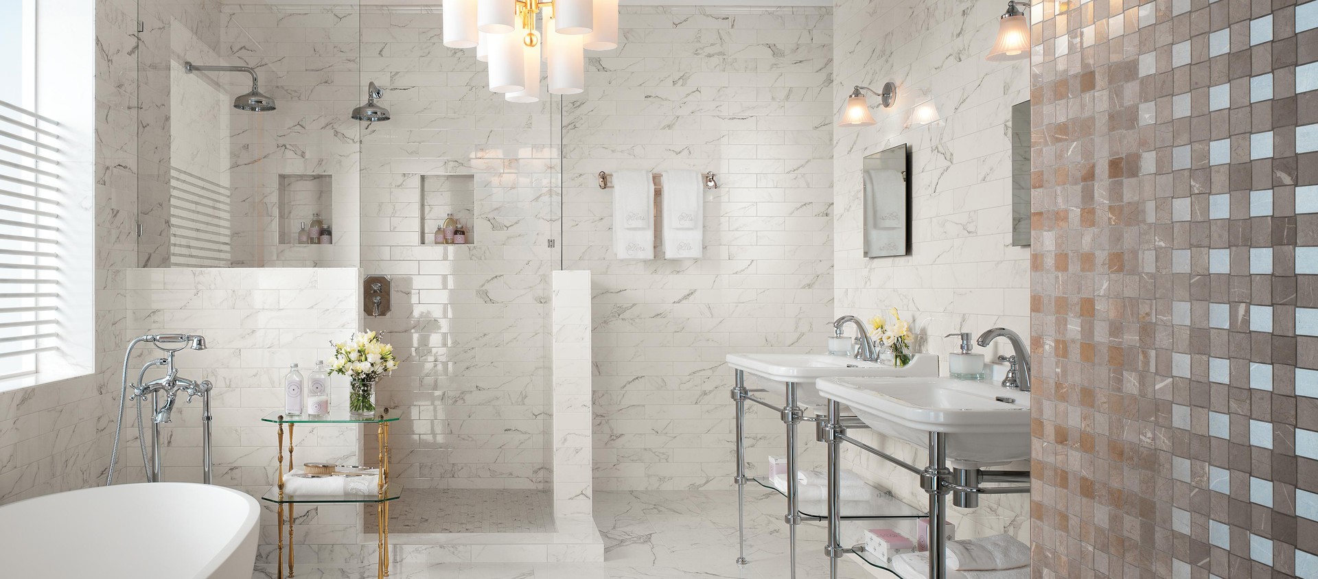 Brick Calacatta Extra, Marvel Silver Dream Net Mosaic, Marvel Calacatta Spigolo, Marvel Calacatta London, Marvel Calacatta Extra, Marvel Calacatta Extra Mosaico Matt