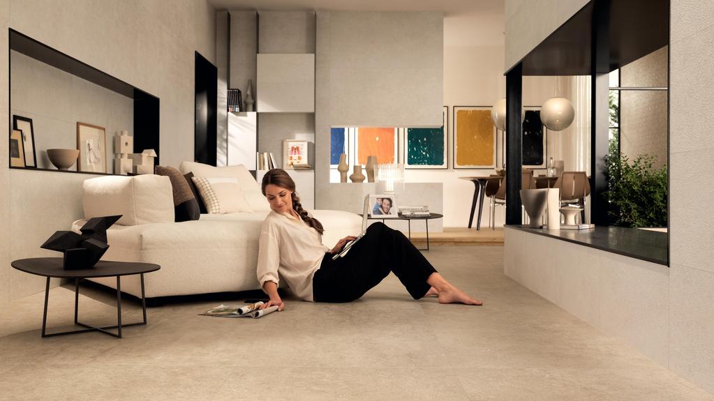 Pavimento in Gres Porcellanato Soggiorno Effetto pietra Beige