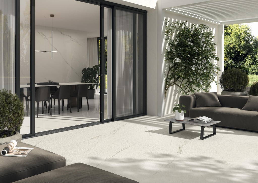 Piastrelle per esterno grande formato Effetto marmo Bianco