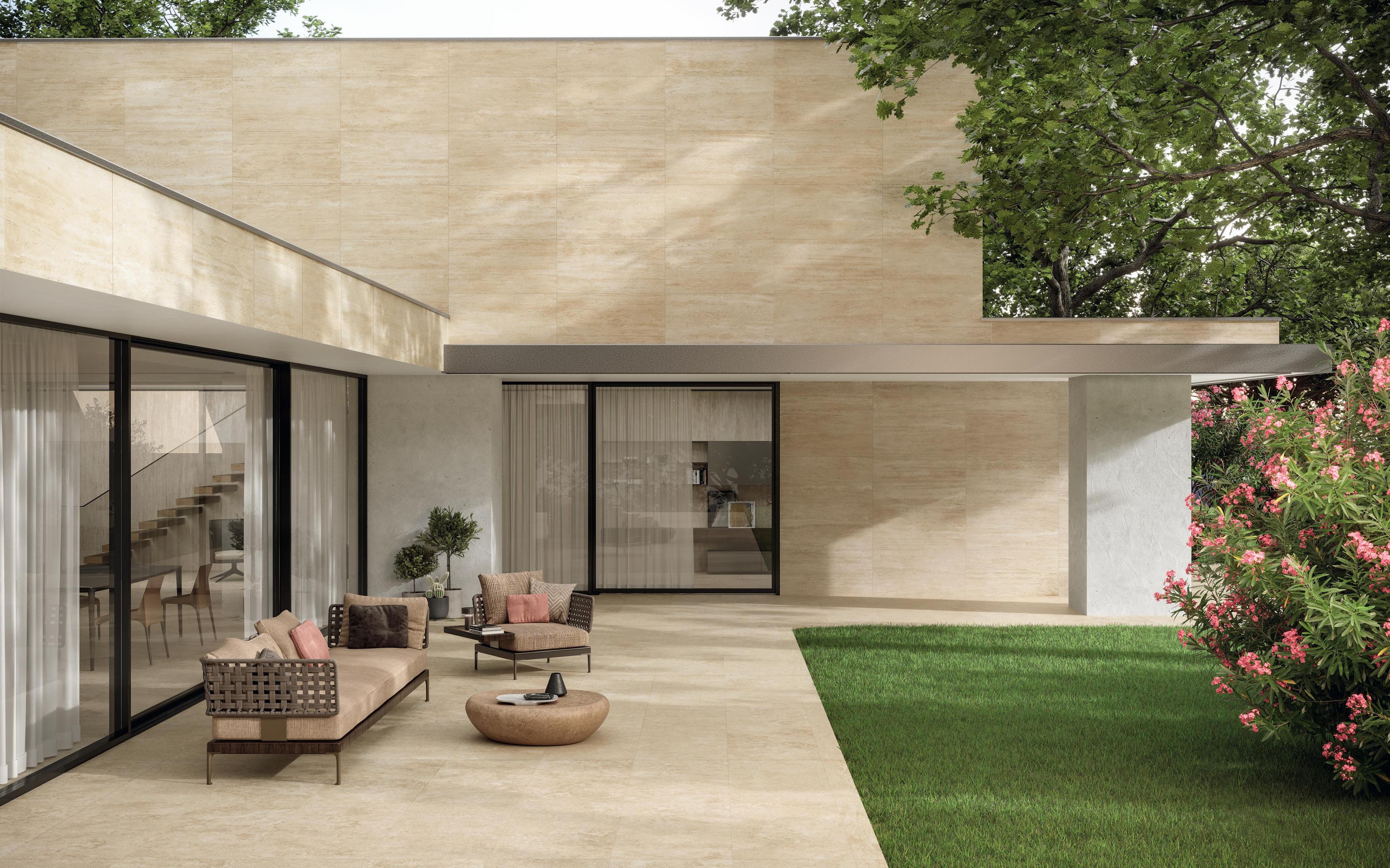 Piastrelle per esterno Effetto travertino Beige