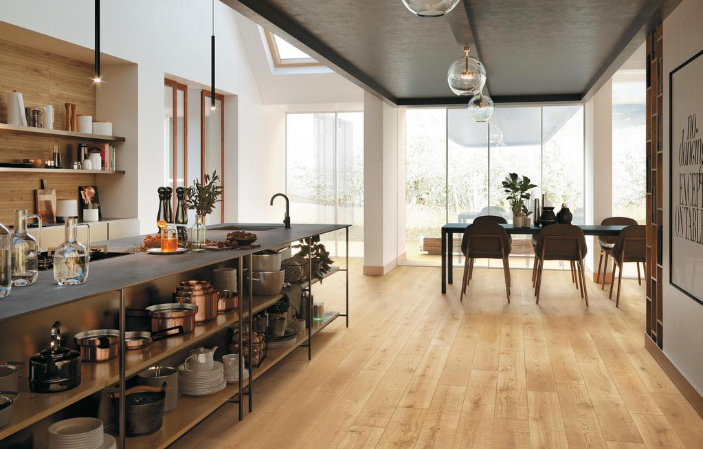 Piastrelle grande formato Cucina Effetto legno Marrone