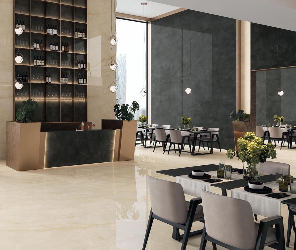 Piastrelle grande formato Hotel Effetto onice Beige