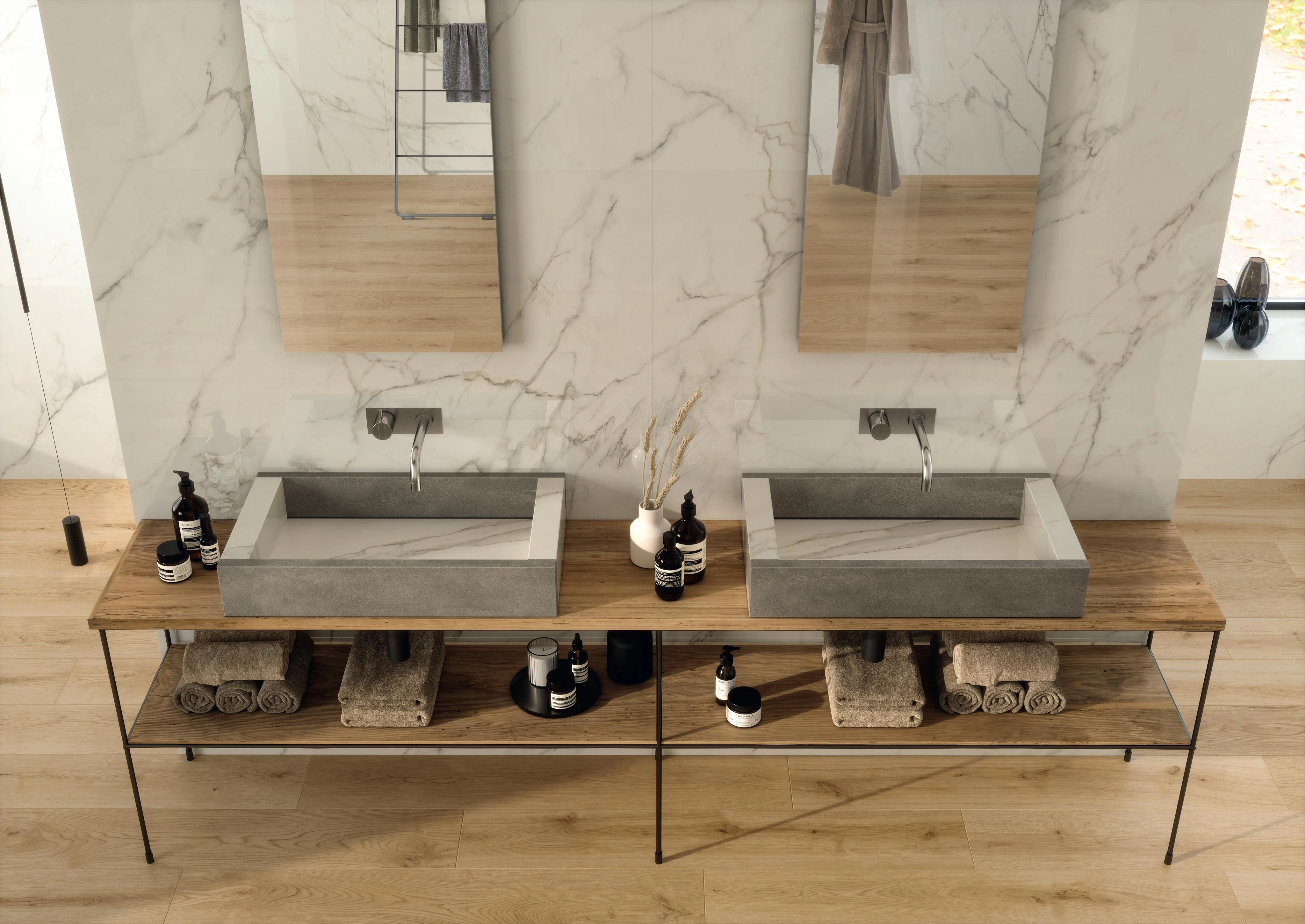 AtlasConcorde Habitat-Dialogo 004 02 Boost Smoke Calacatta Extra Exence Almond