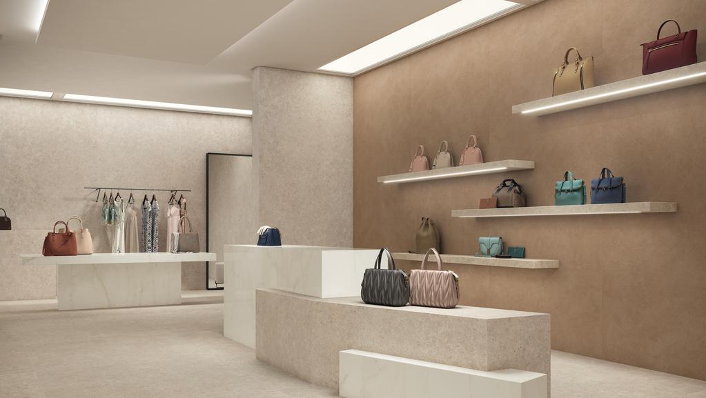 Piastrelle grande formato Showroom Effetto pietra Beige