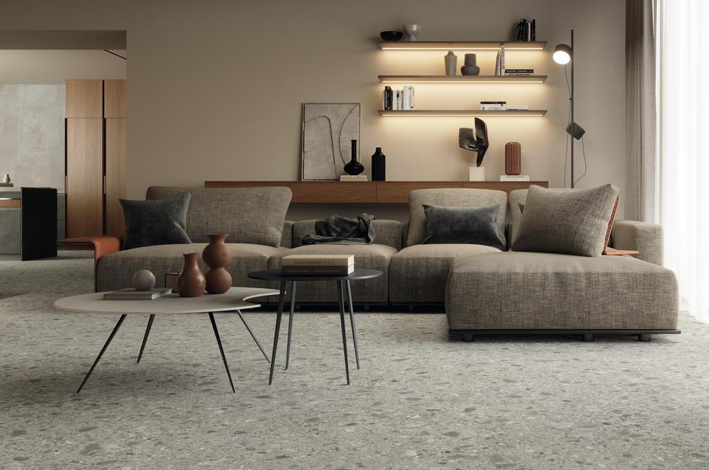 Pavimento in Gres Porcellanato Soggiorno Effetto pietra Grigio