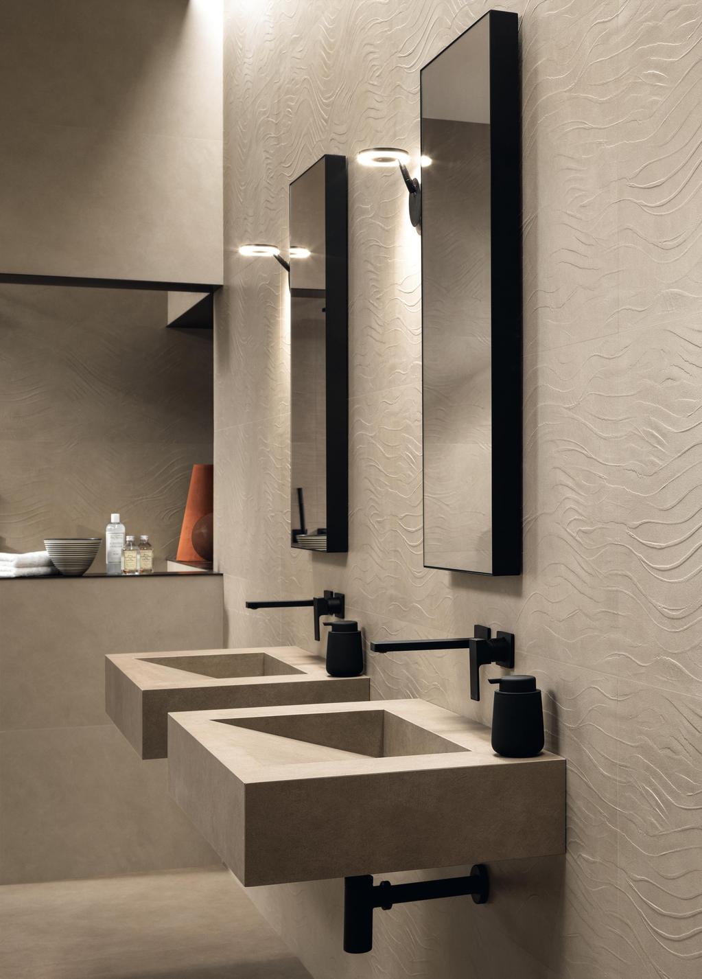 Rivestimento 3D Bagno Effetto terra cruda Beige