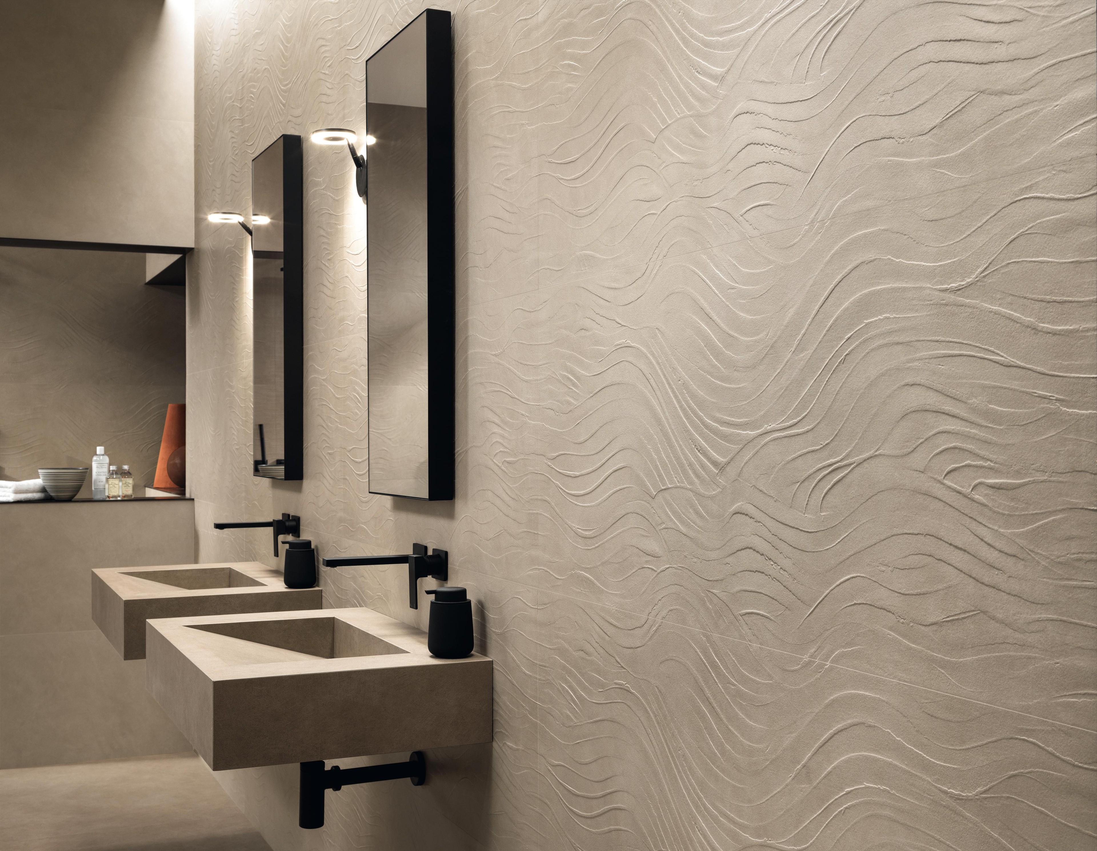 Rivestimento 3D Bagno Effetto terra cruda Beige