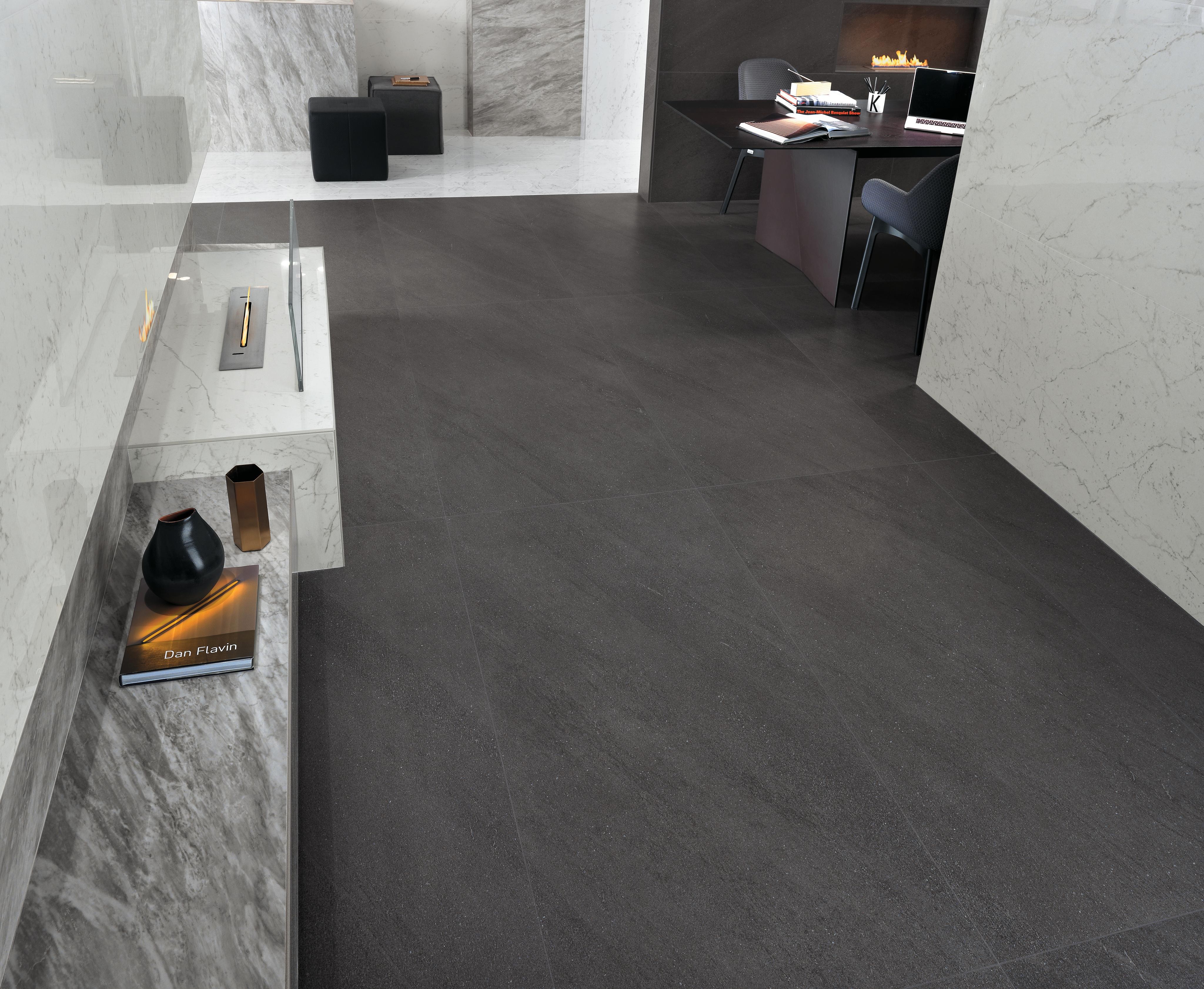Marvel Carrara Pure Lappato, Marvel Bardiglio Grey Lappato, Marvel Basaltina Volcano, Marvel Carrara Pure Chevron Lappato