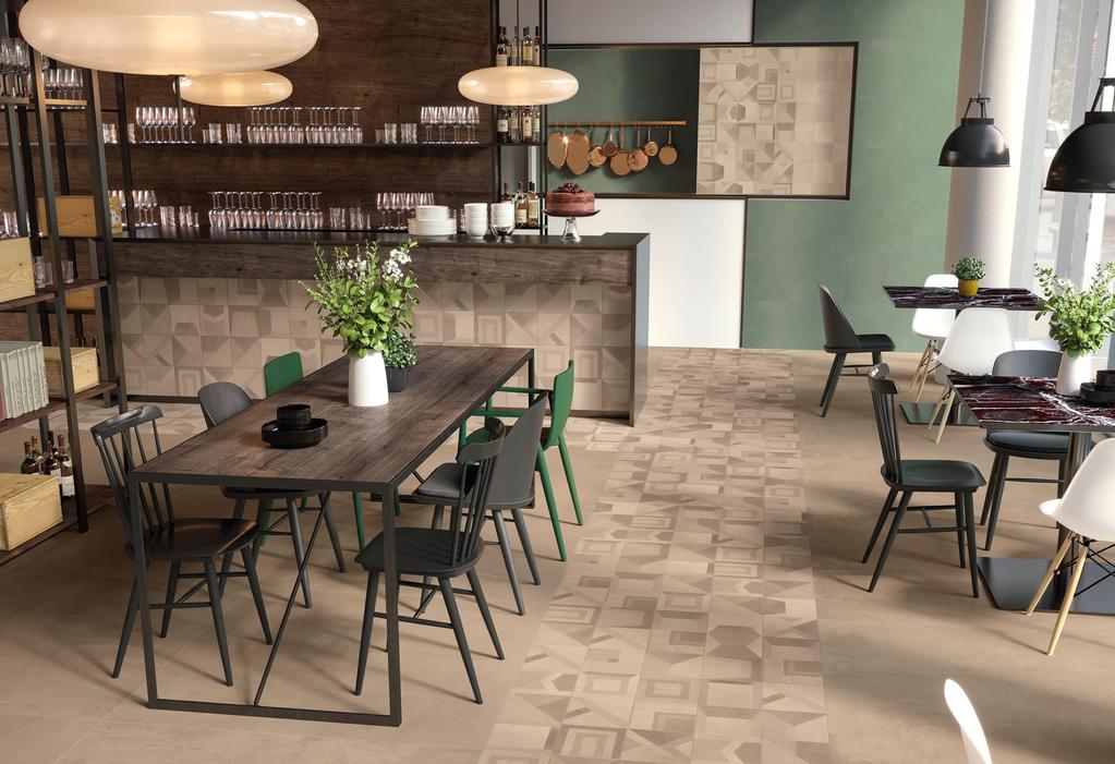 Pavimento e Rivestimento Bar Effetto cementine Beige