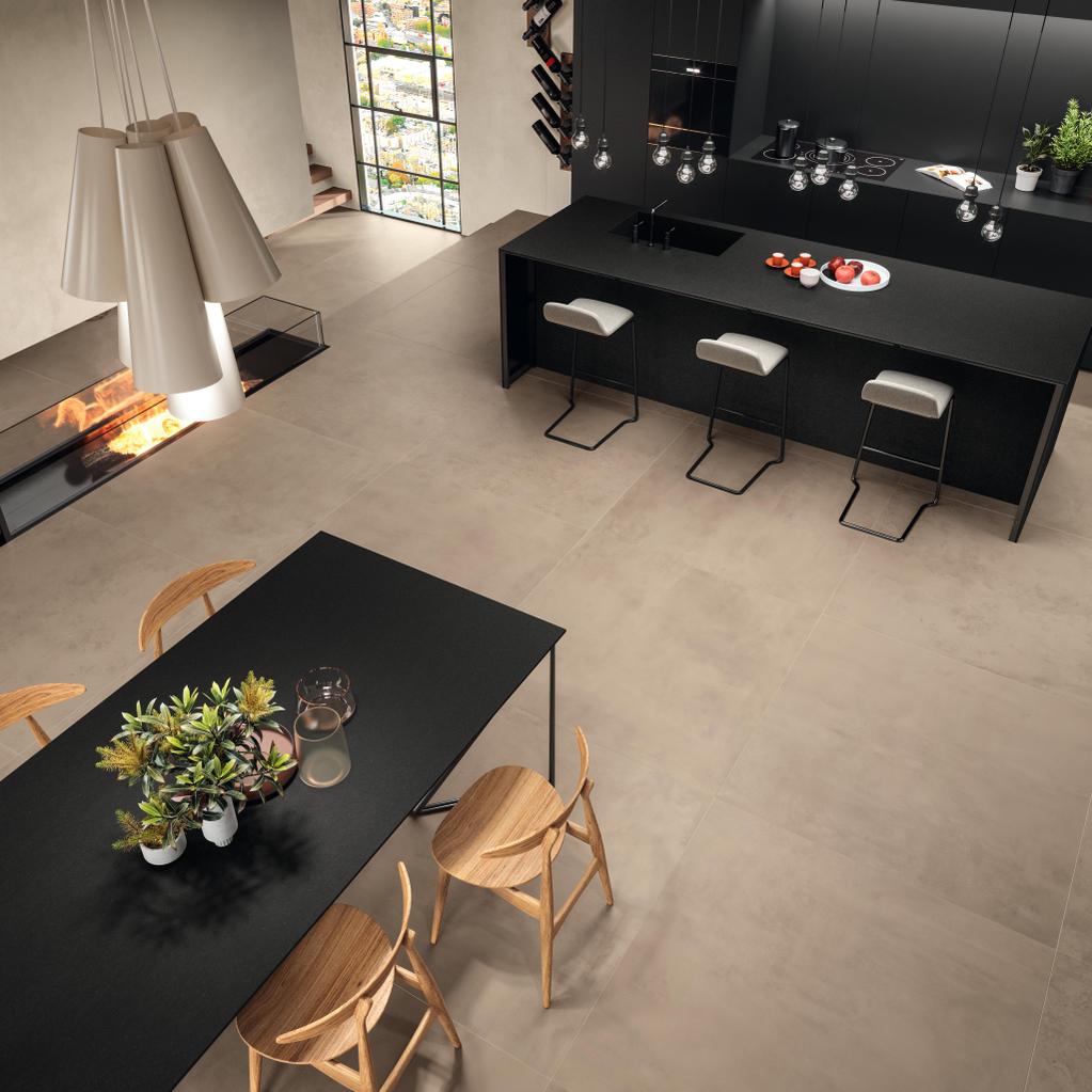 Piastrelle grande formato Soggiorno Effetto cemento Beige