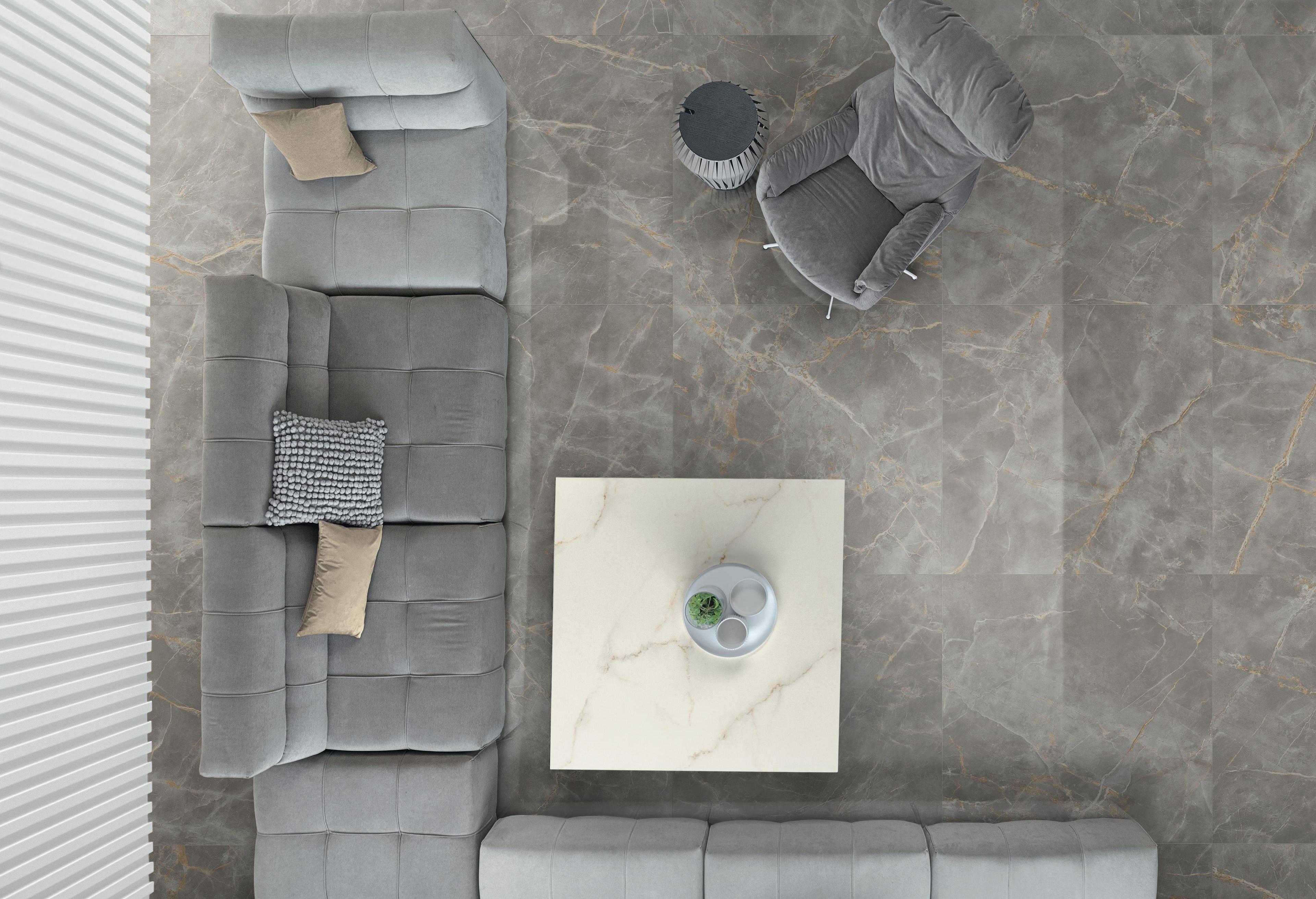 Pavimento in Gres Porcellanato Soggiorno Effetto marmo Grigio