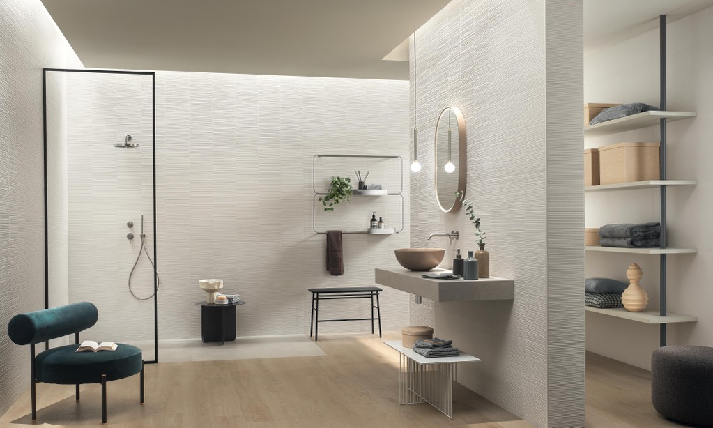 Piastrelle grande formato Bagno Effetto cemento Beige