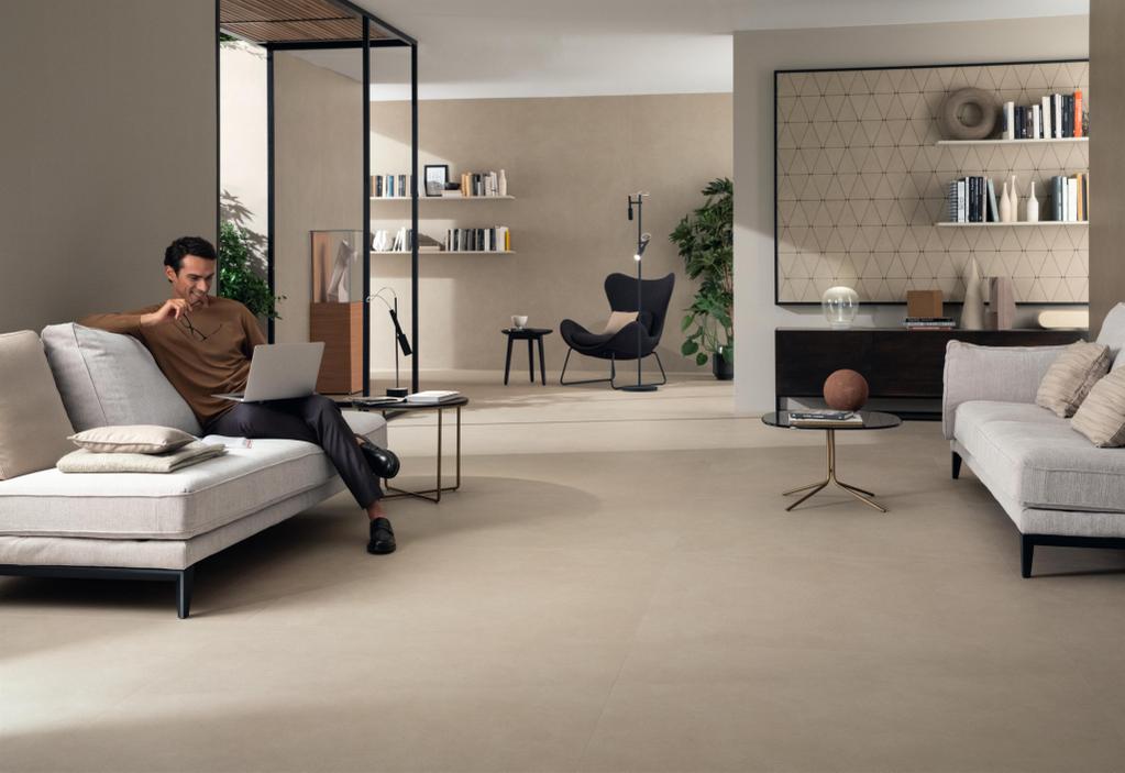 Piastrelle grande formato Soggiorno Effetto terra cruda Beige