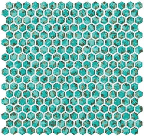 AtlasConcorde Dwell Turquoise HexagonGold 30x28,5 6DHT