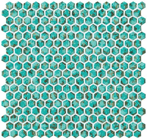 AtlasConcorde Dwell Turquoise HexagonGold 30x28,5 6DHT