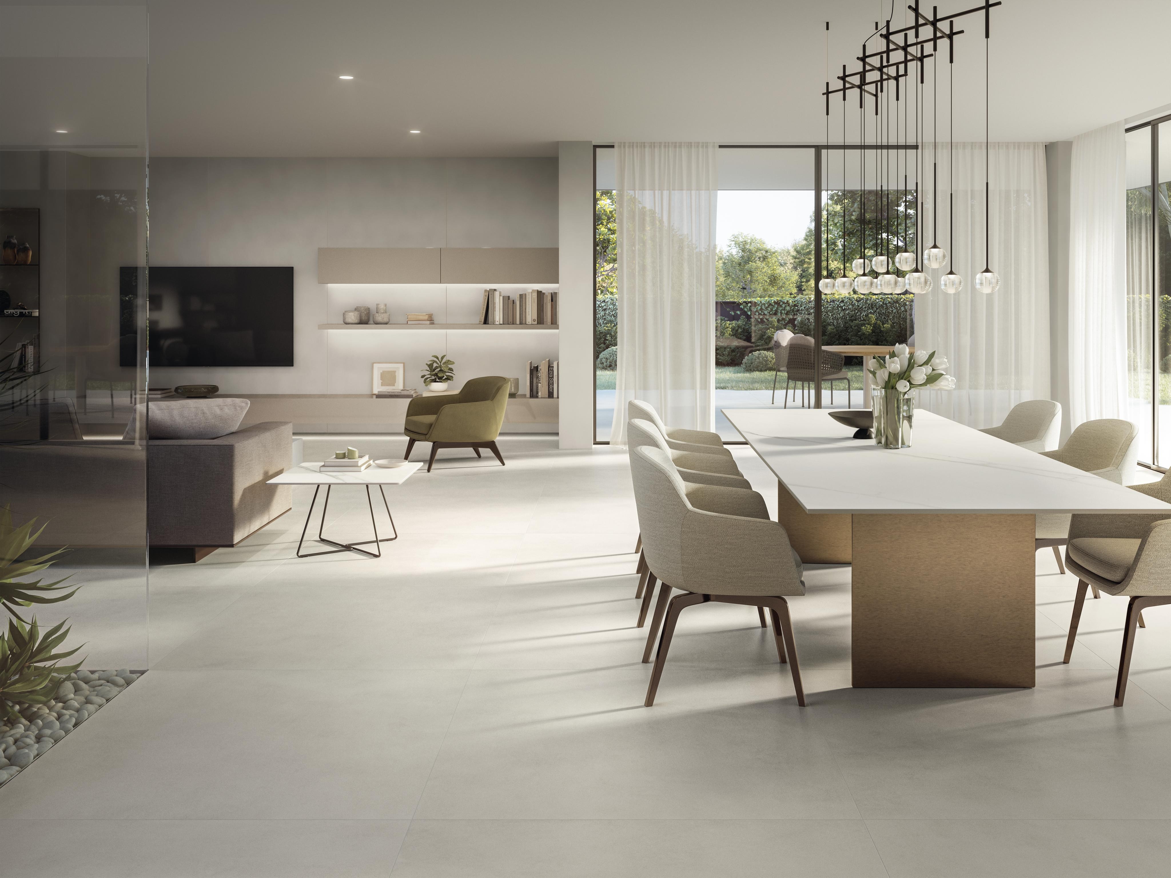 Piastrelle grande formato Abitazione Effetto cemento Bianco