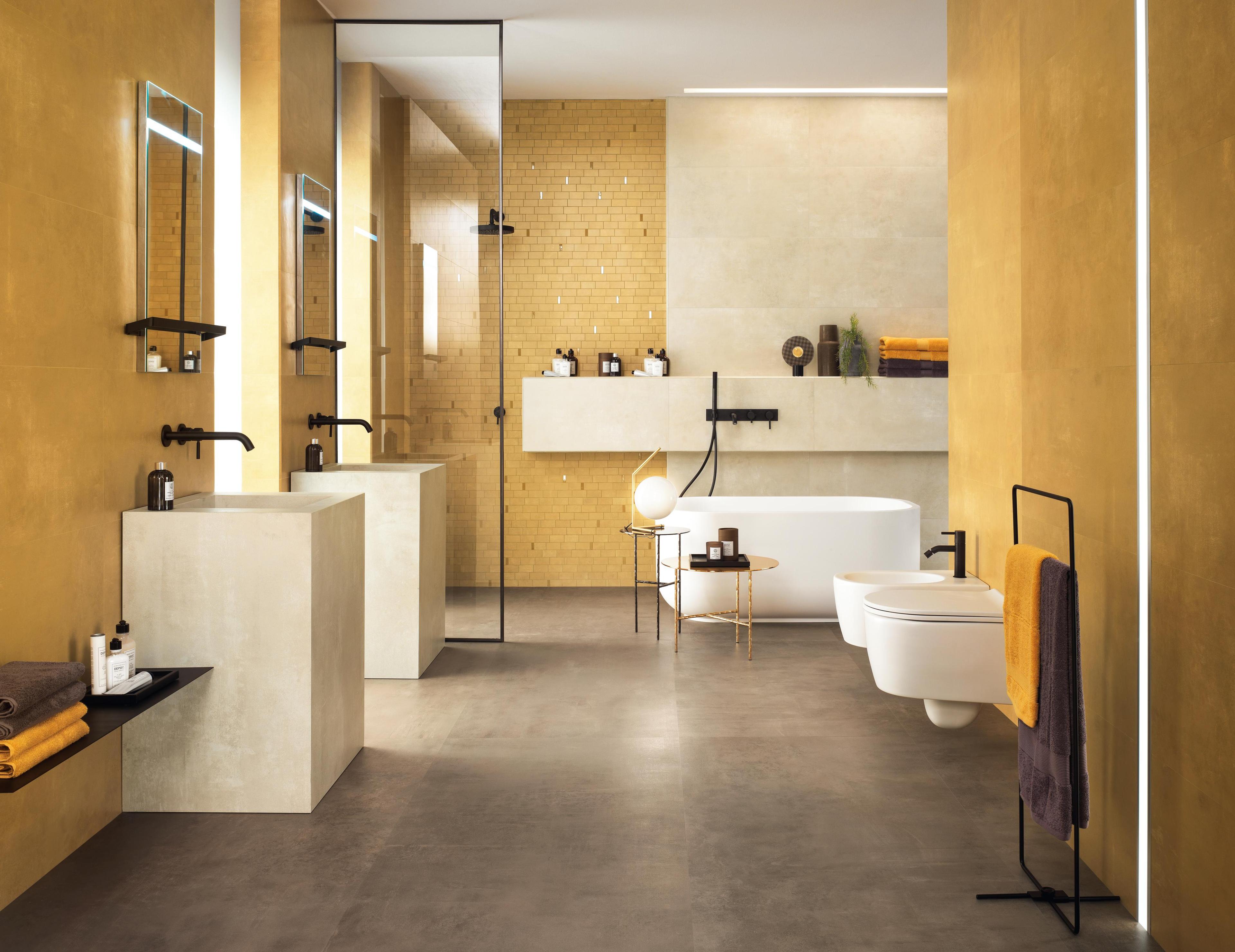 Rivestimento Bagno Effetto cemento Giallo