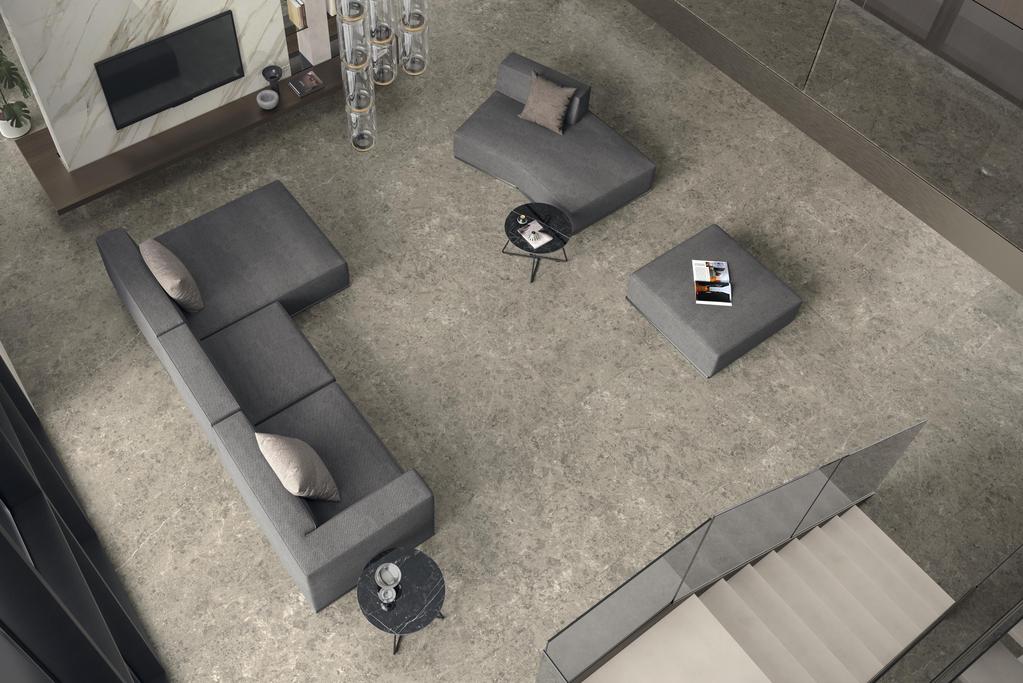 Piastrelle grande formato Soggiorno Effetto marmo Grigio