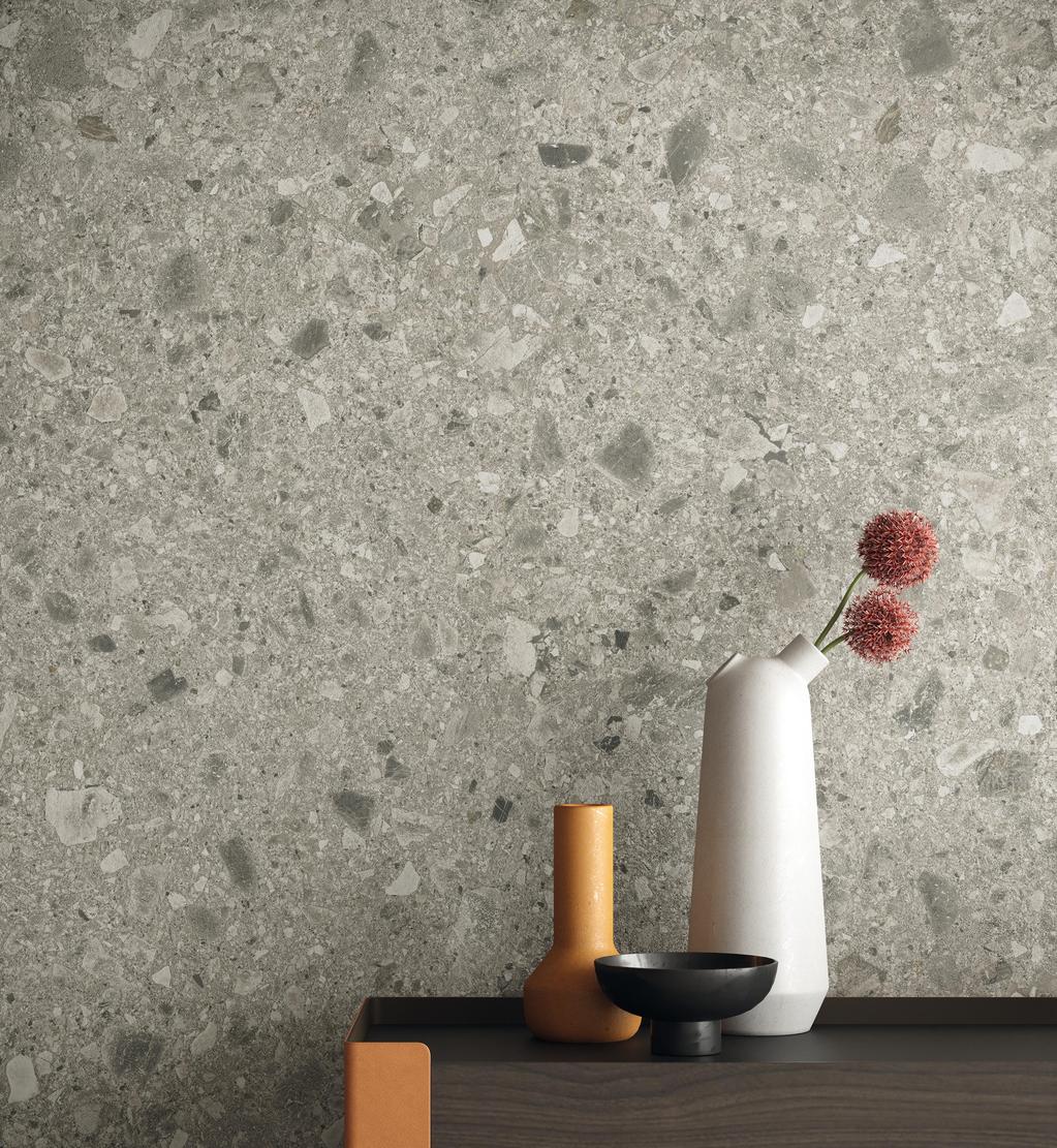 Piastrelle grande formato Soggiorno Effetto pietra Grigio