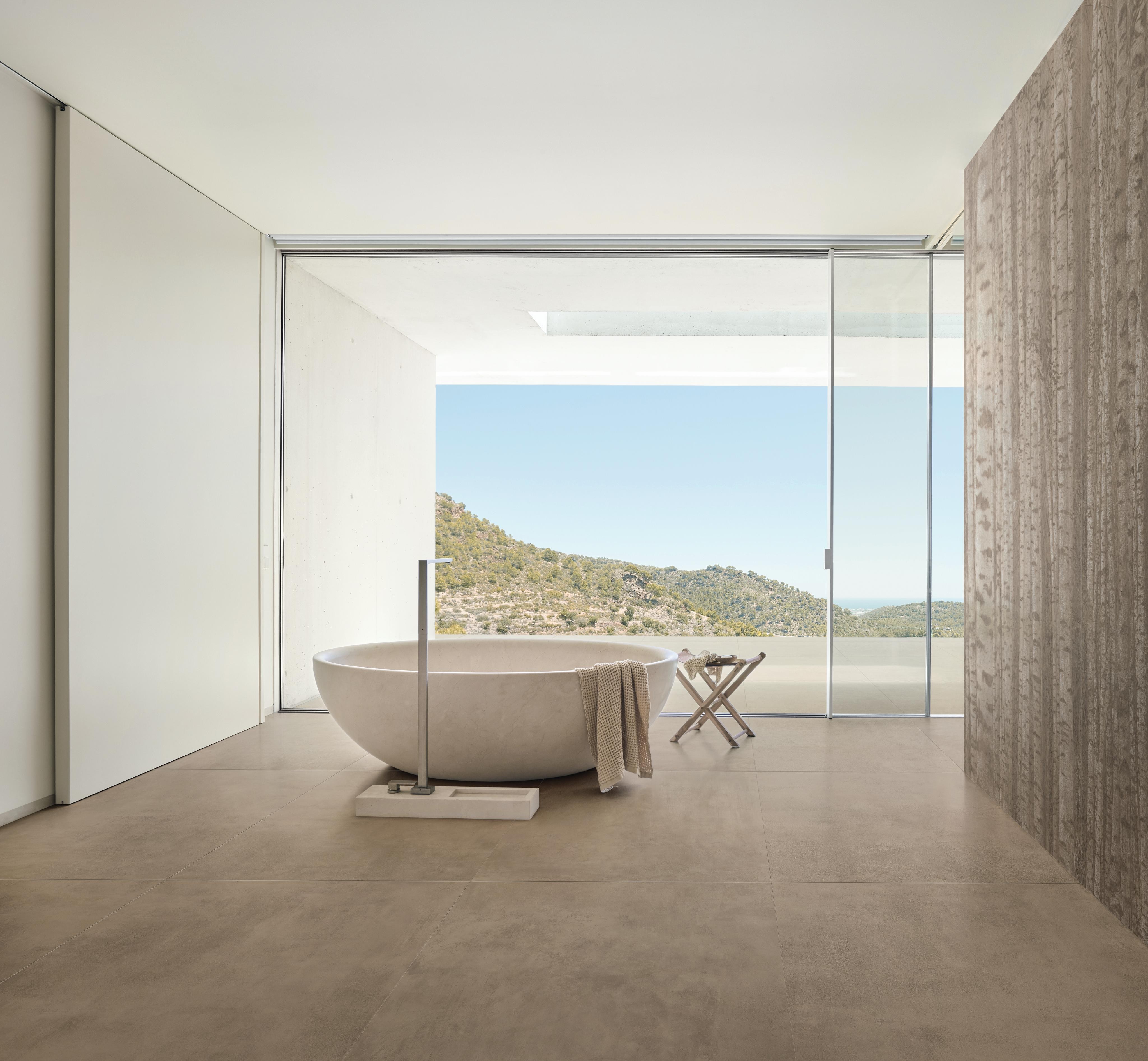 Piastrelle grande formato Bagno Effetto cemento Beige