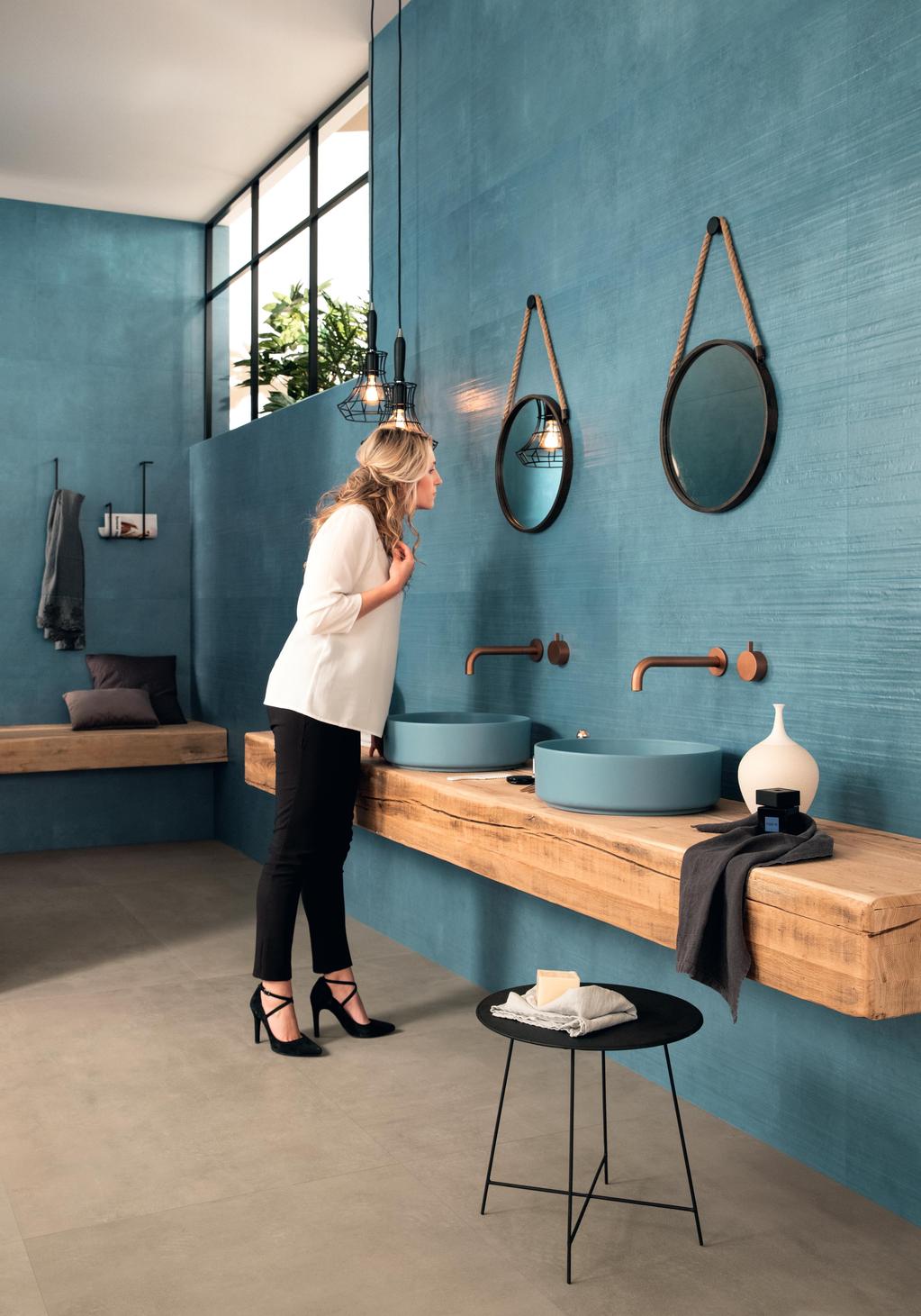 Pavimento e Rivestimento Bagno Effetto cemento Blu