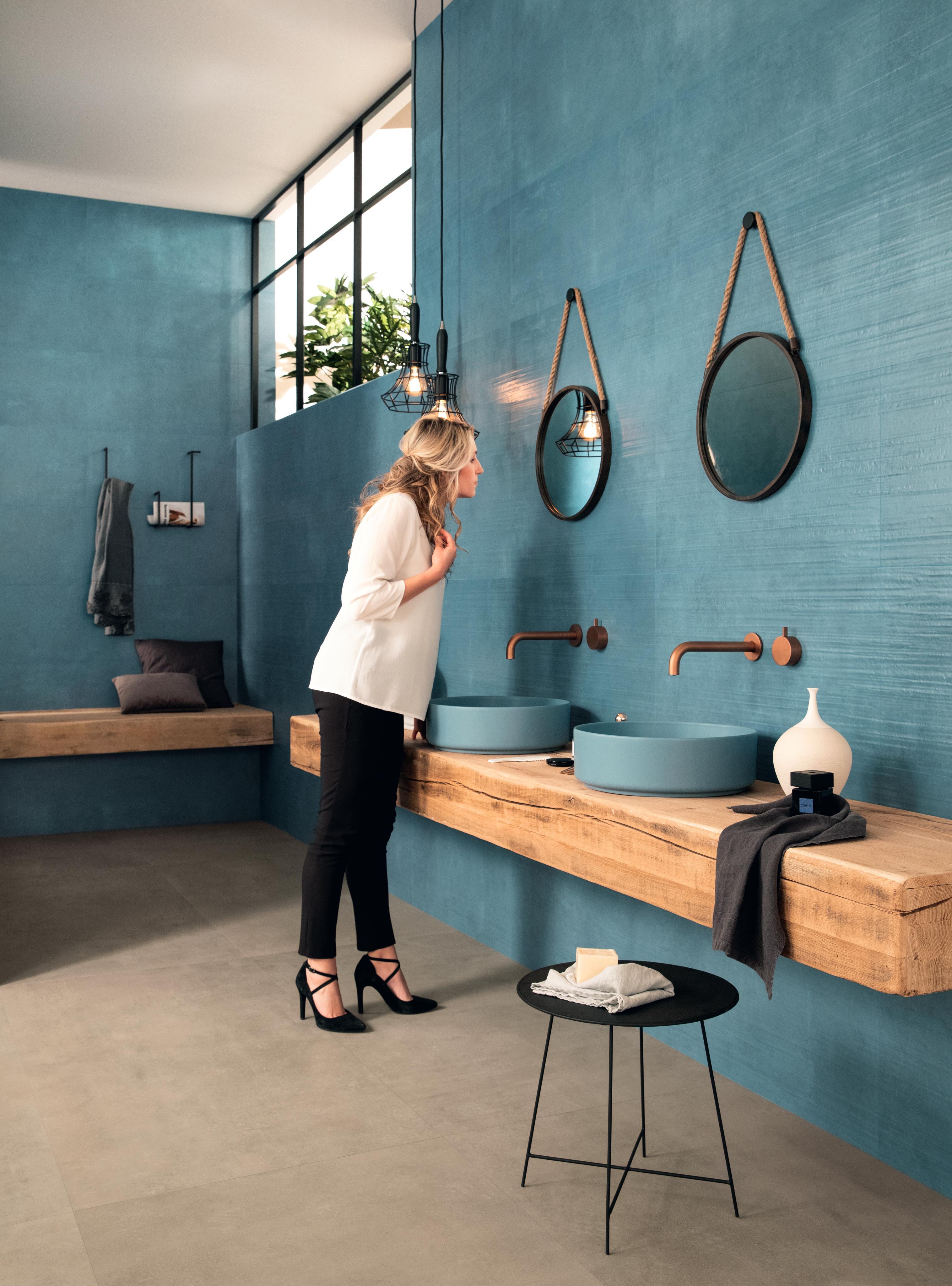 Pavimento e Rivestimento Bagno Effetto cemento Blu