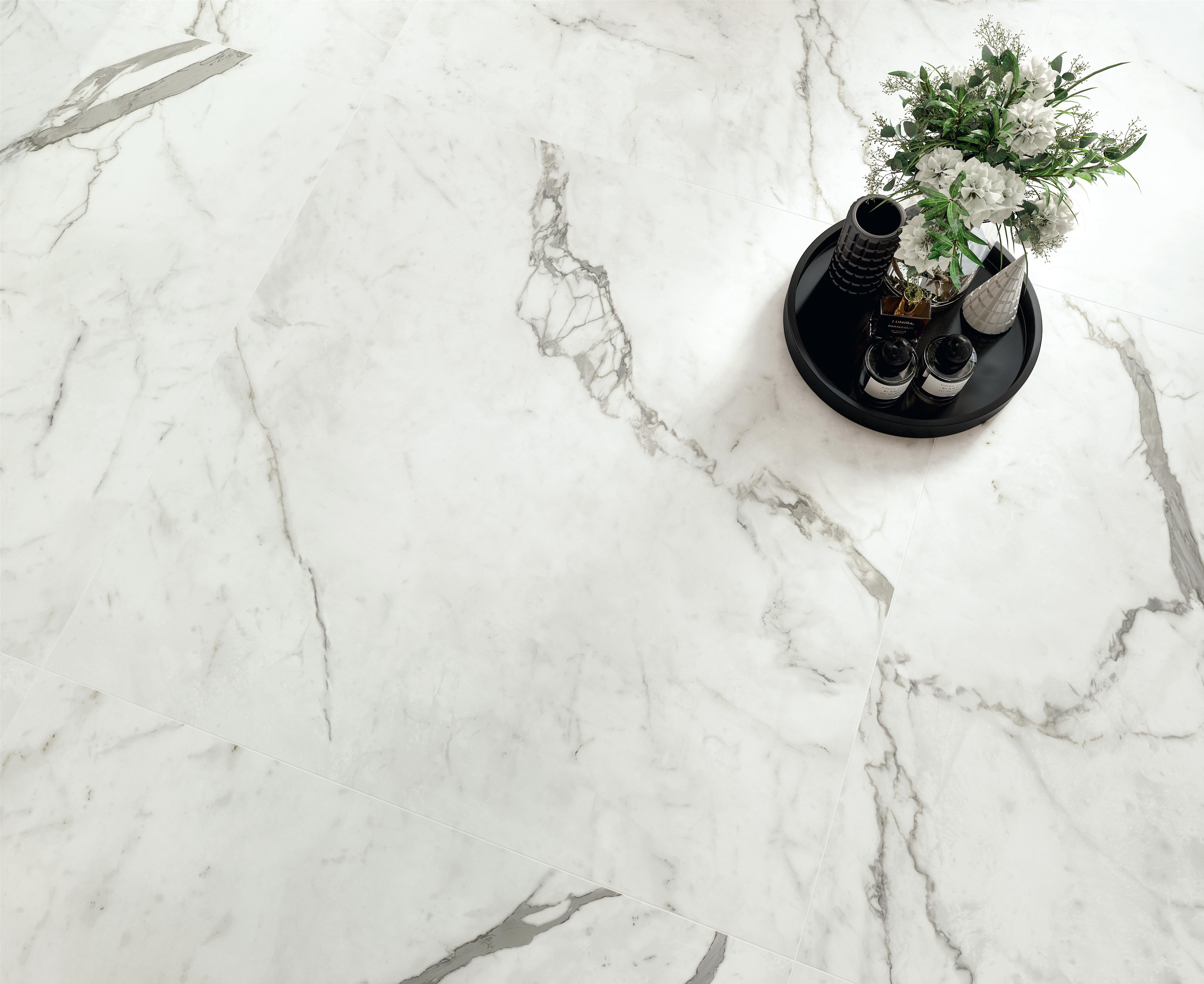 Pavimento in Gres Porcellanato Bagno Effetto marmo Bianco