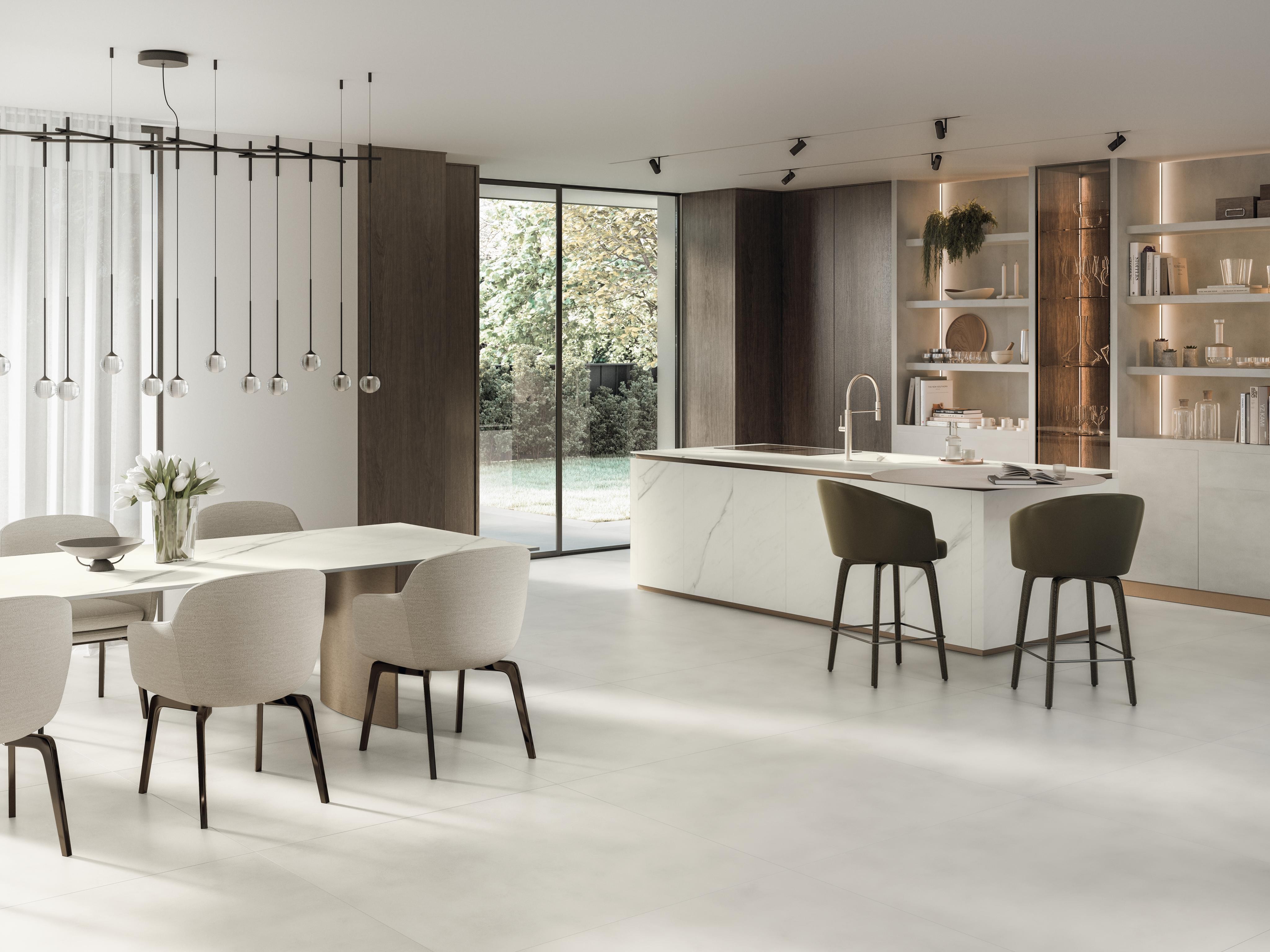 Piastrelle grande formato Abitazione Effetto cemento Bianco