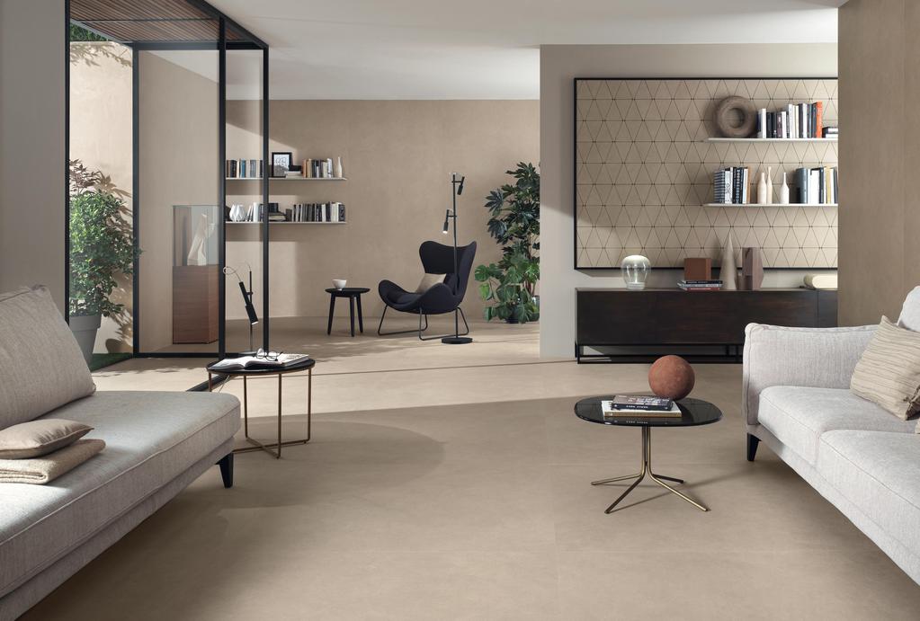 Piastrelle grande formato Soggiorno Effetto terra cruda Beige