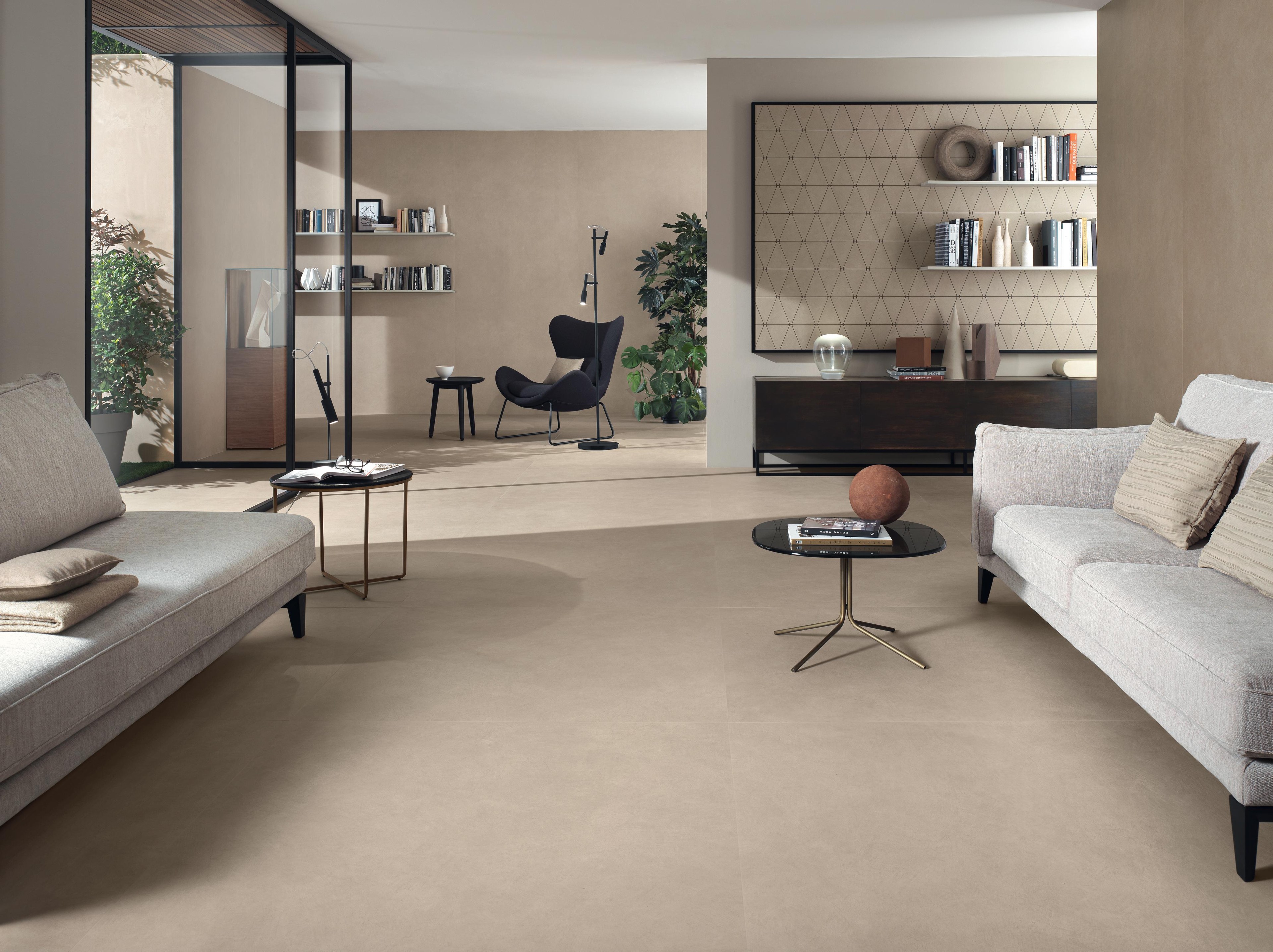 Piastrelle grande formato Soggiorno Effetto terra cruda Beige