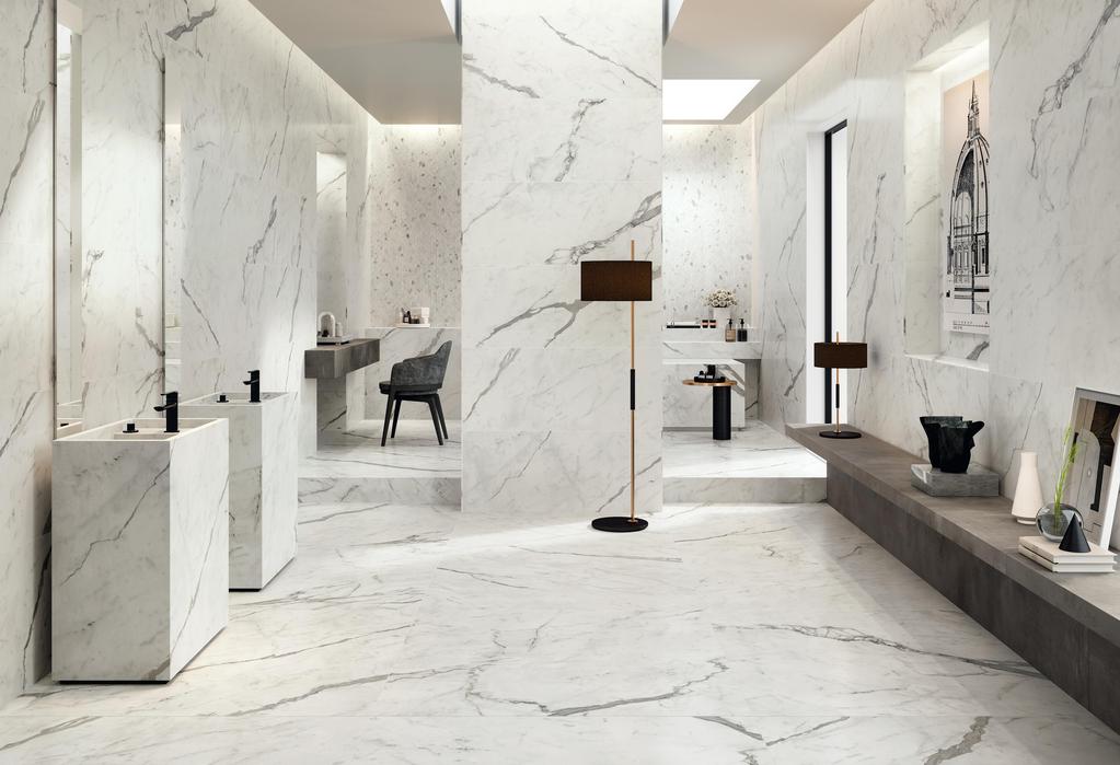 Pavimento e Rivestimento Bagno Effetto marmo Bianco